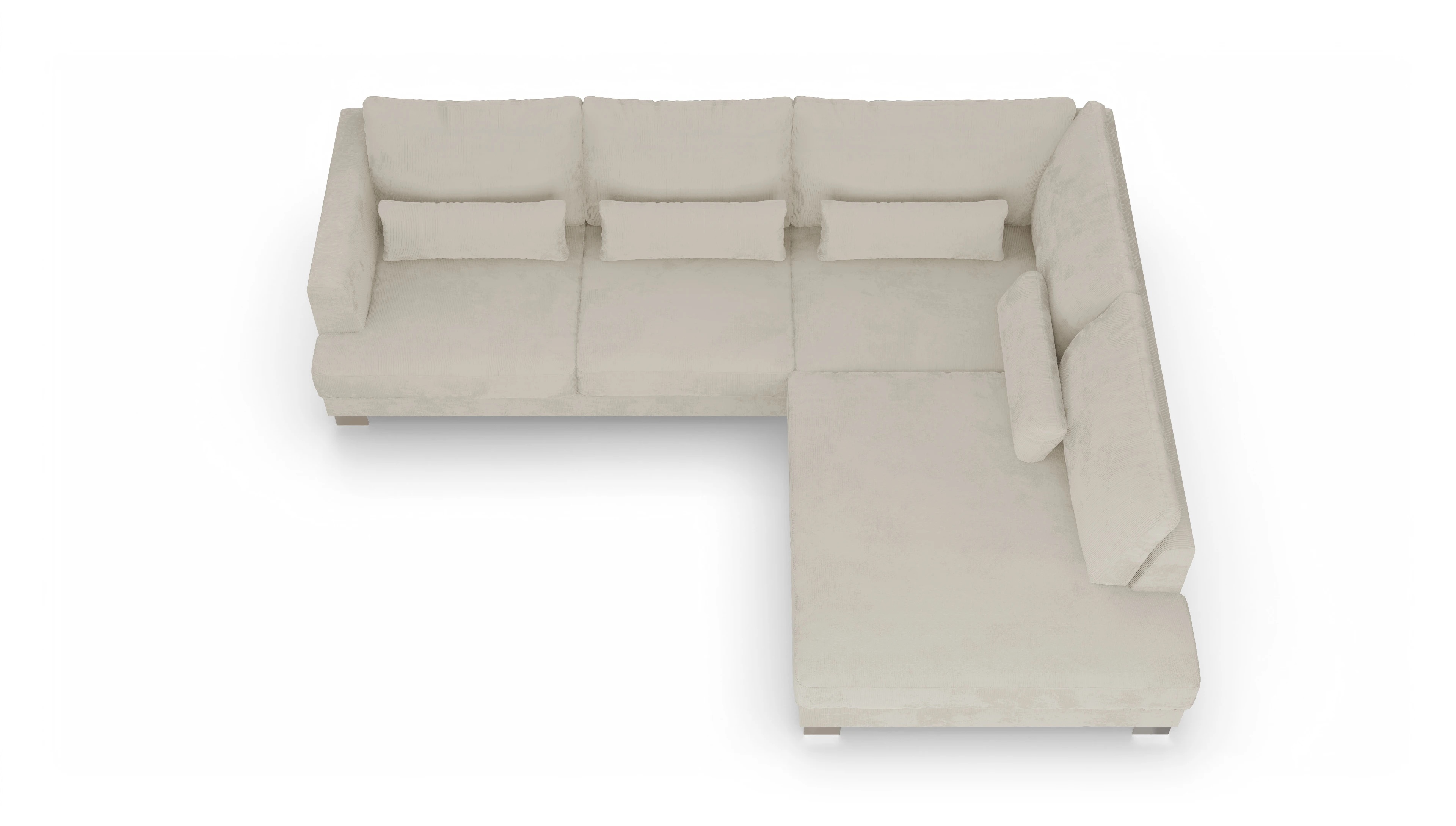 Ansicht des Produktes Odense Sofa mit Ottomane rechts in Cord weiß