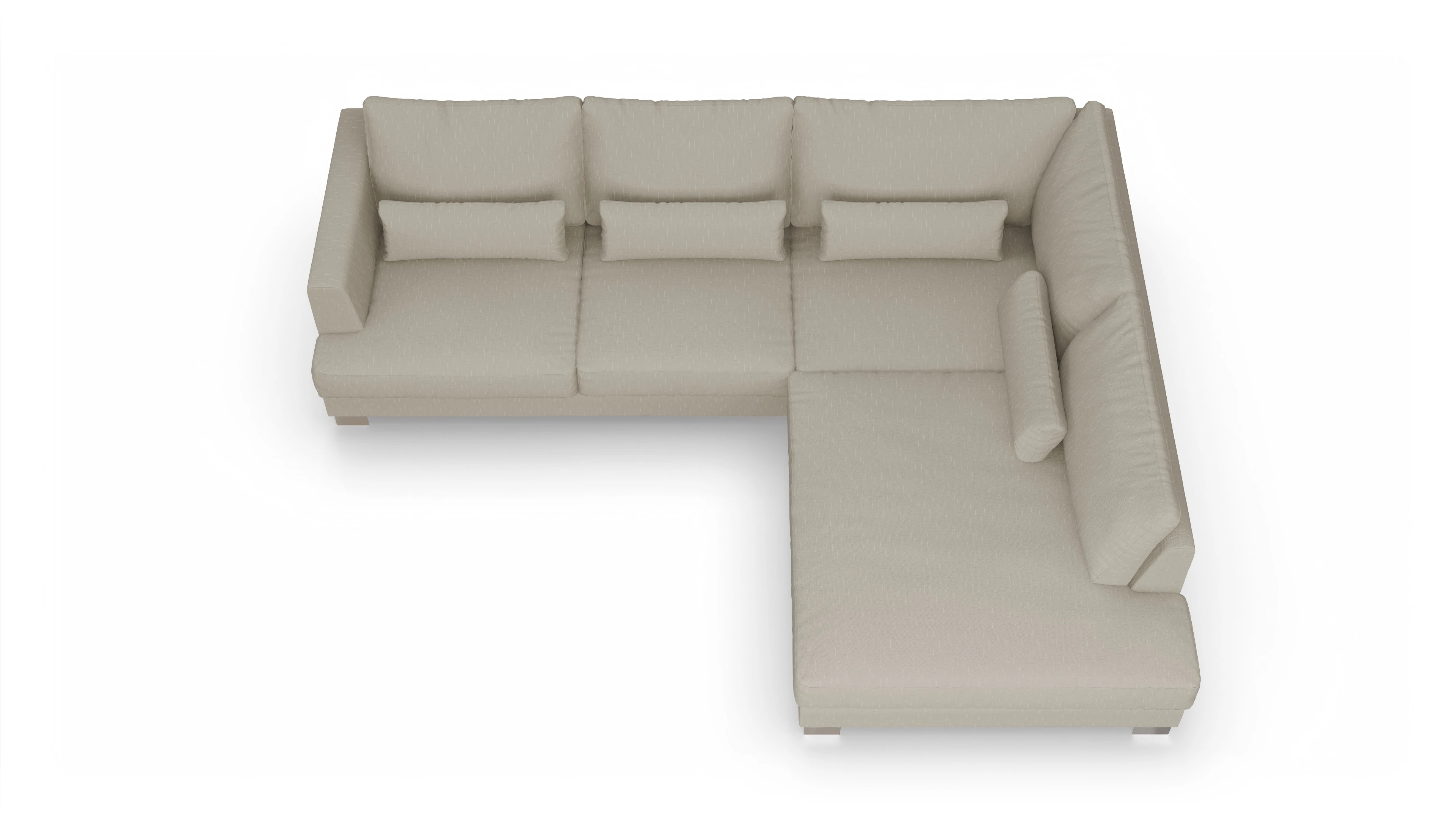 Ansicht des Produktes Odense Sofa mit Ottomane rechts in Stoff weiß