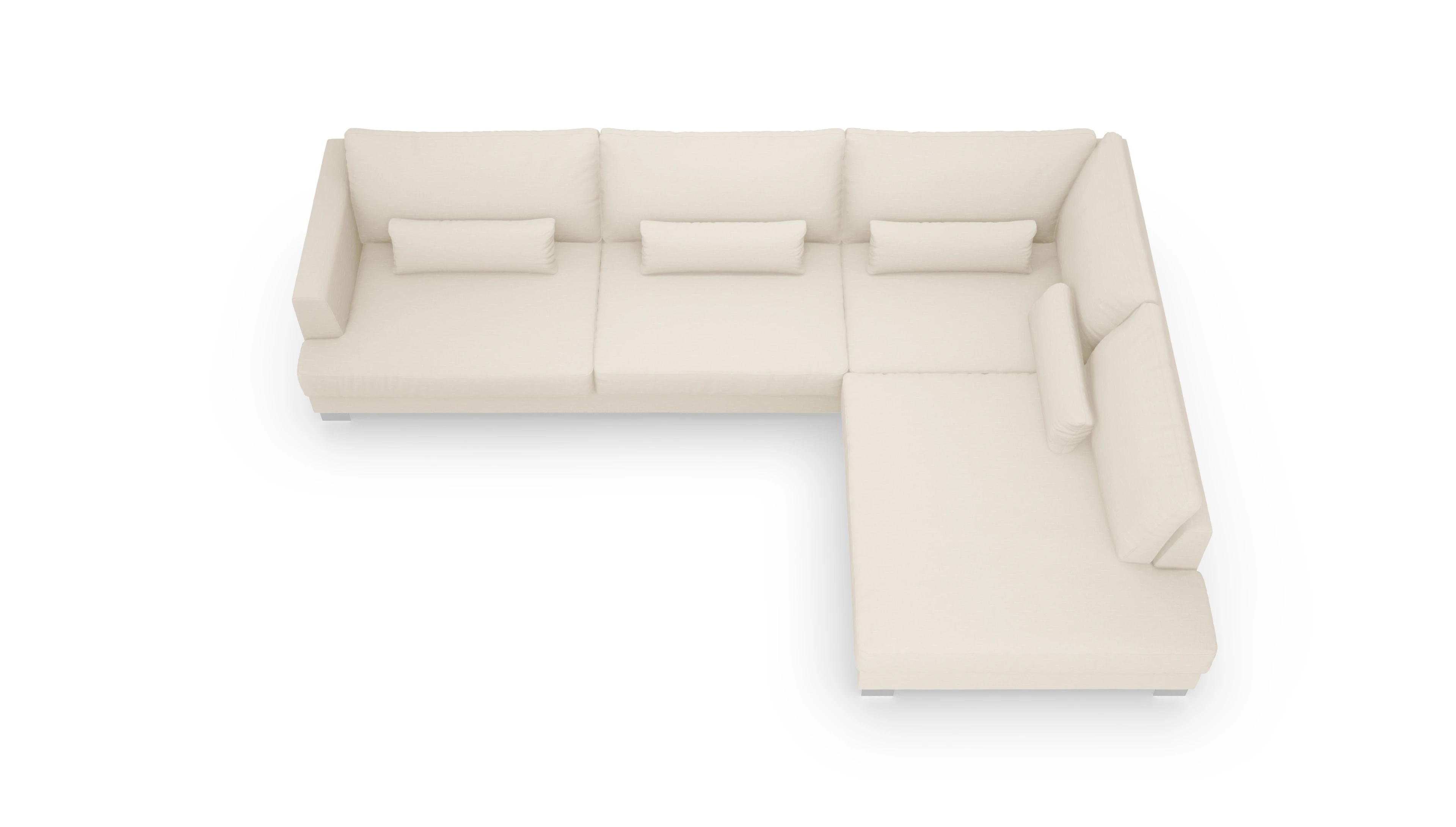 Ansicht des Produktes Odense Sofa mit Ottomane rechts in Stoff weiß
