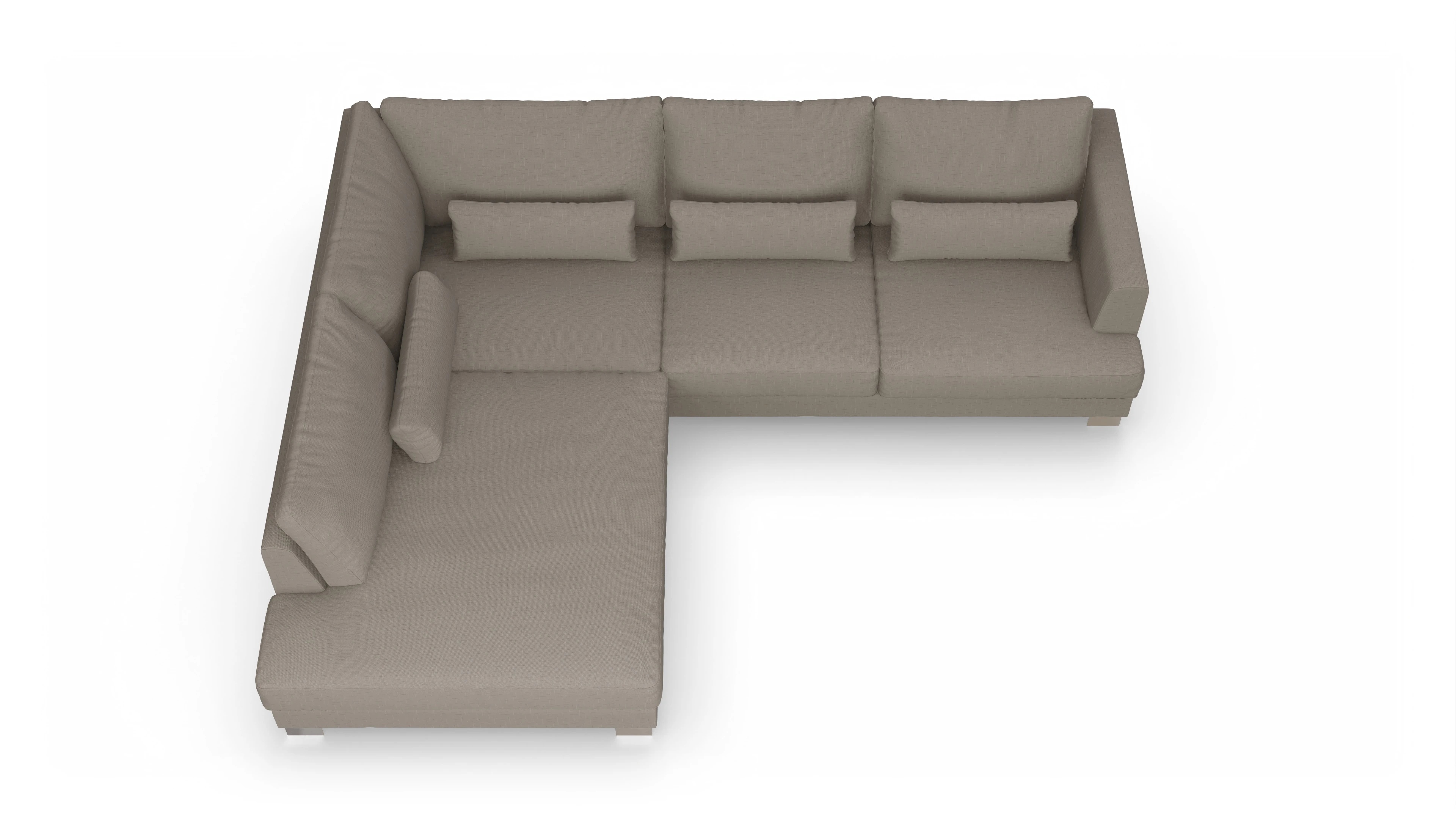 Ansicht des Produktes Odense Sofa mit Ottomane links in Stoff beige