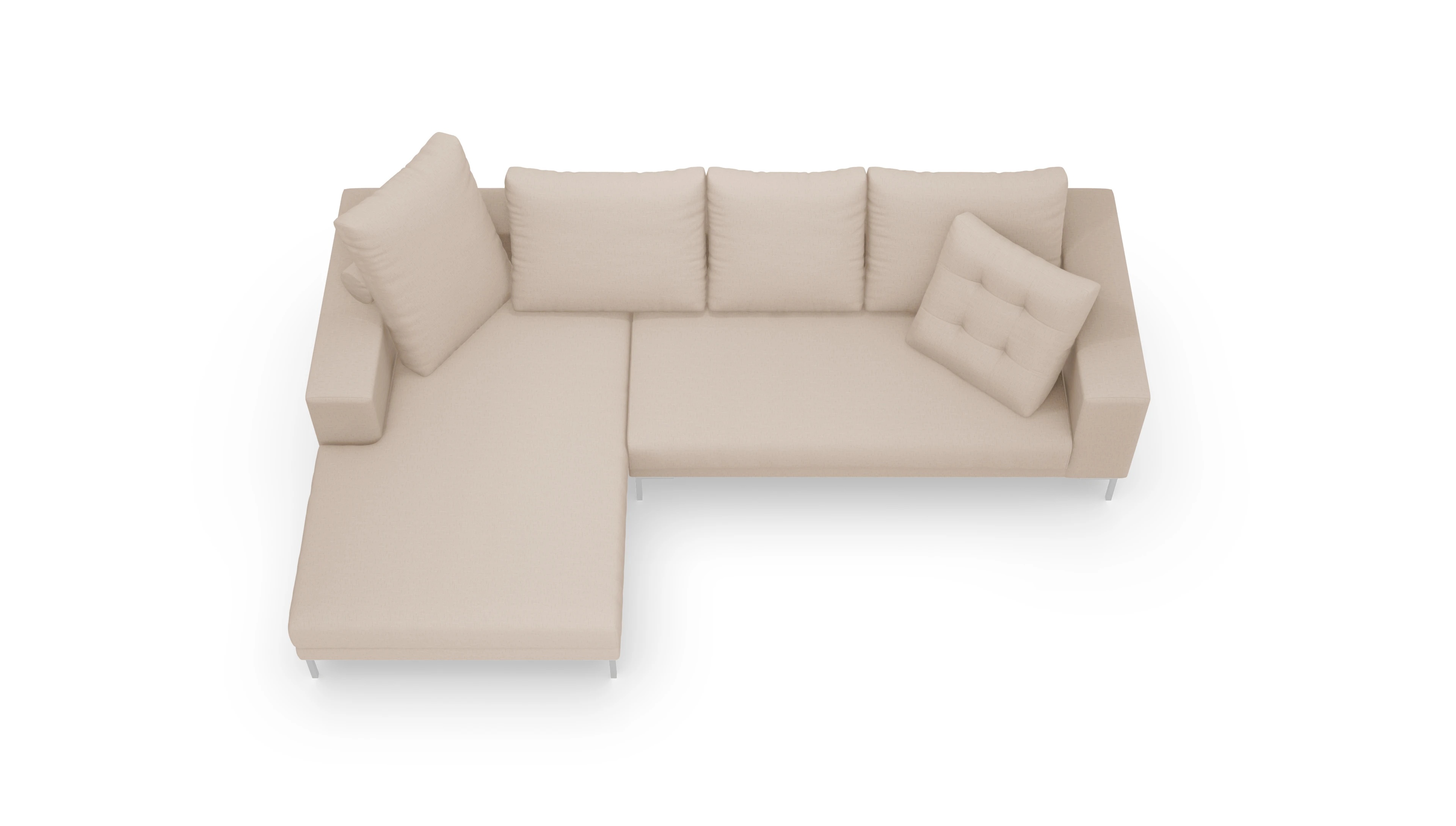 Designer-Sofa Caria in Stoff Ansicht des Produktes Caria Sofa mit Rec links in Stoff