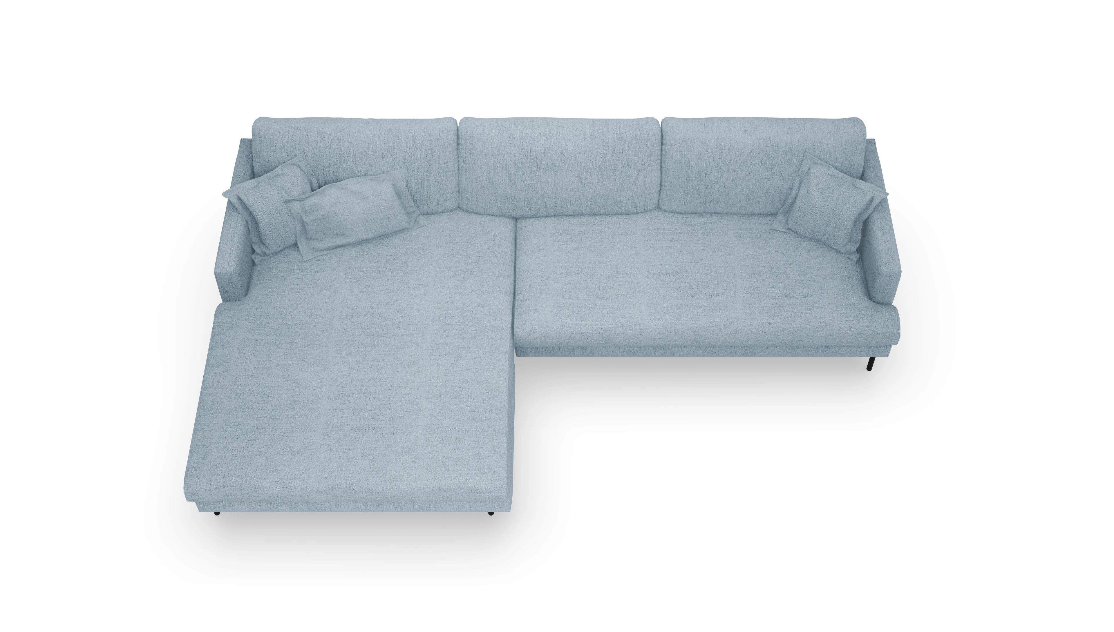 Stoffsofa Arna 3-Sitzer Rec. links Ansicht des Produktes Arna Sofa mit Rec links in Stoff blau