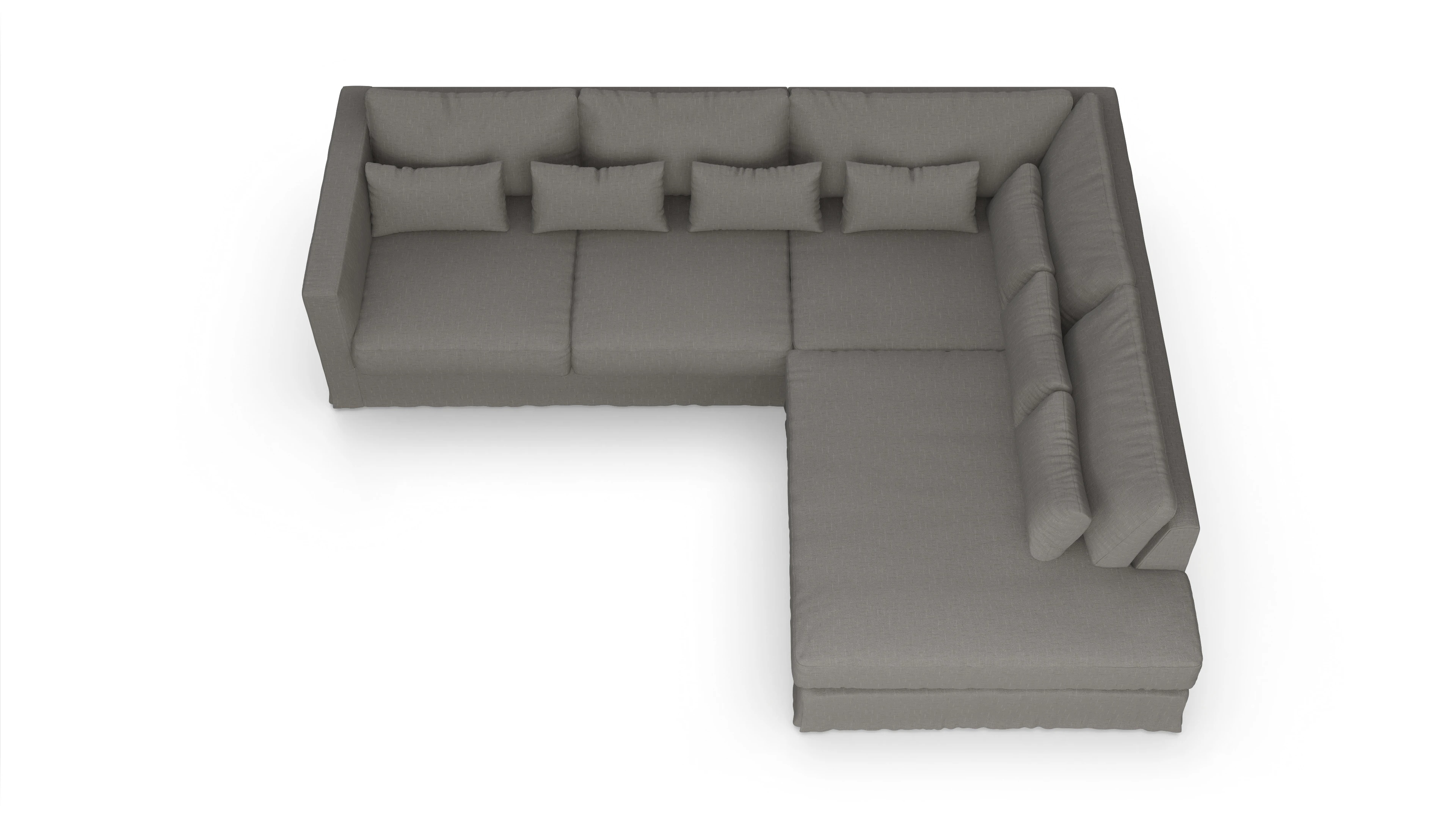 Brogger Hussen-Sofa 2-Sitzer Rec. rechts Ansicht des Produktes Brogger Sofa mit Ottomane rechts in Stoff beige