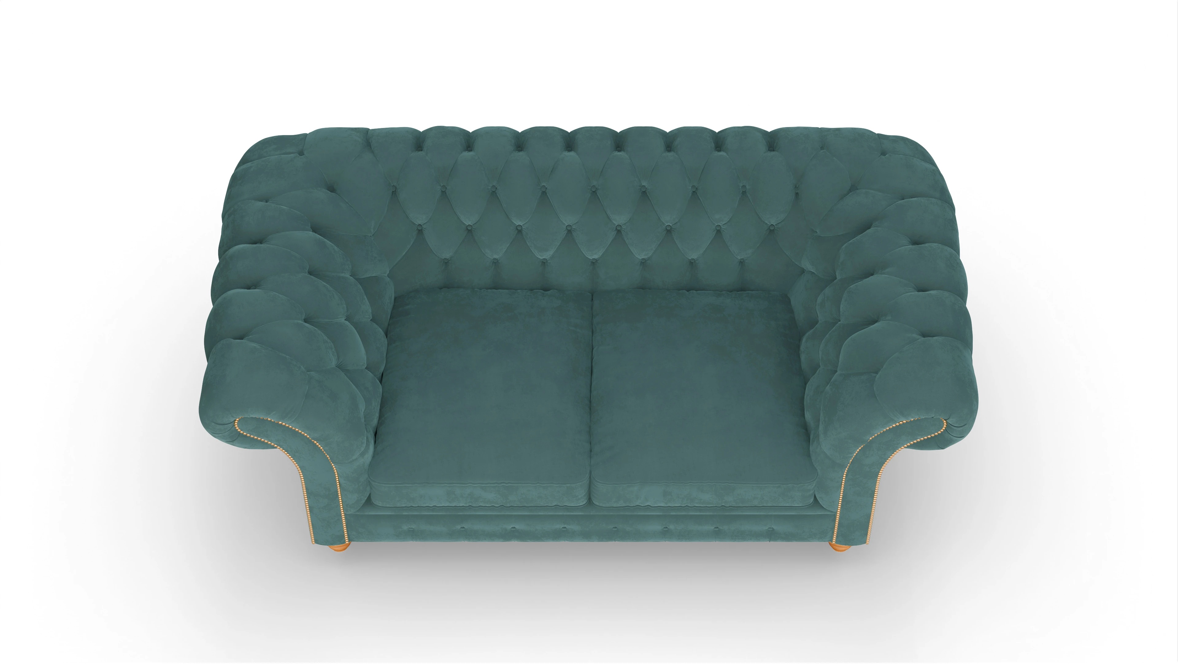 Kolonialstil-Sofa Knightsbridge in Samt Ansicht des Produktes Knightsbridge 2-Sitzer in Samt blau