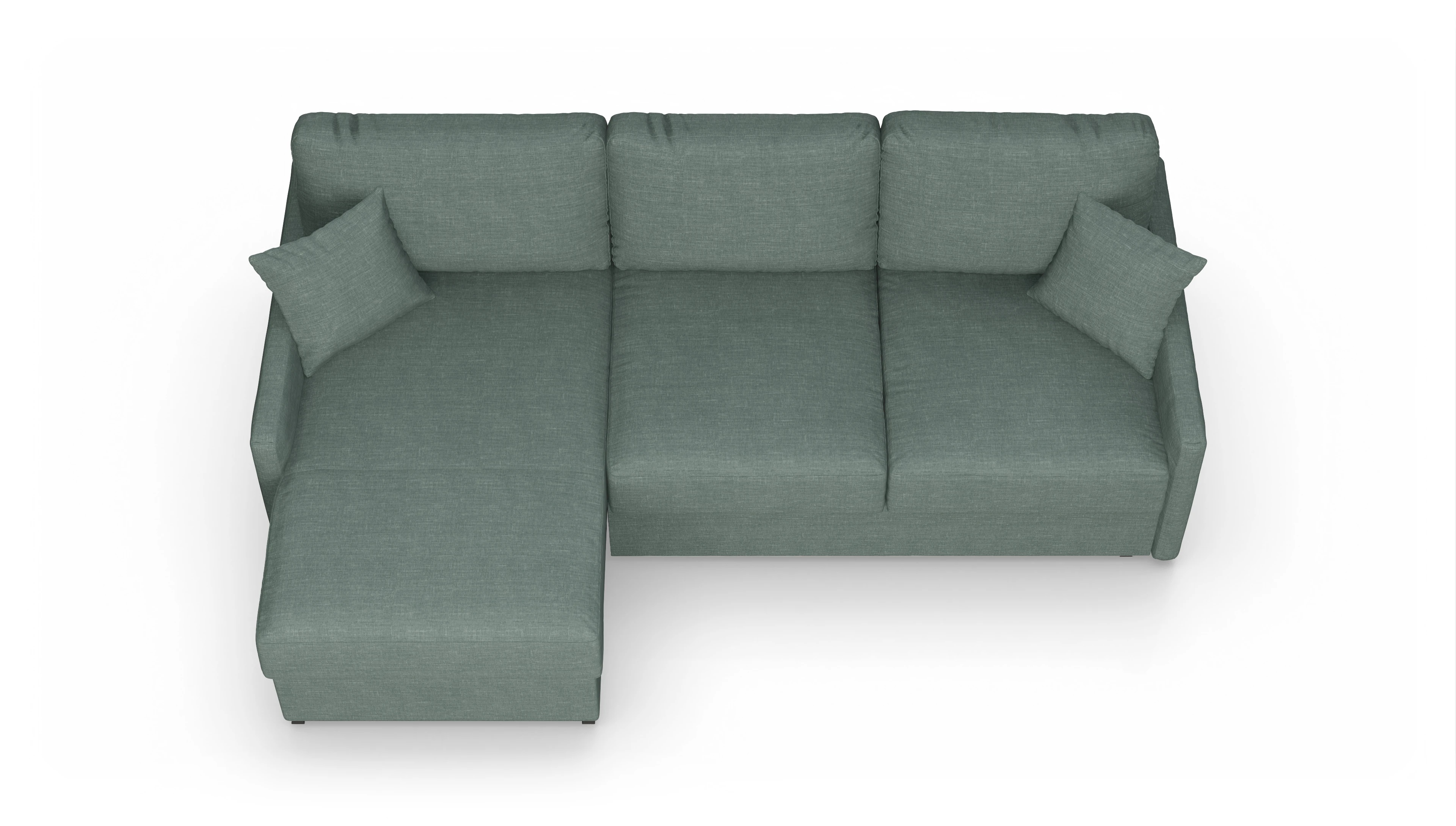 Ansicht des Produktes Karlstad Sofa mit Rec links in Stoff grün