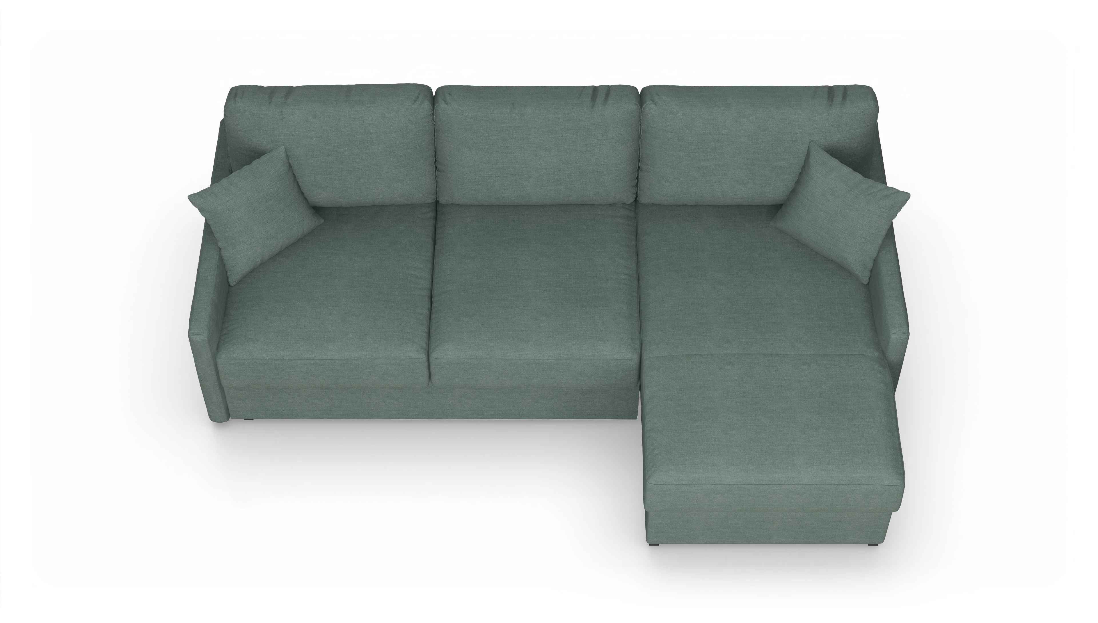Ansicht des Produktes Karlstad Sofa mit Rec rechts in Stoff grün