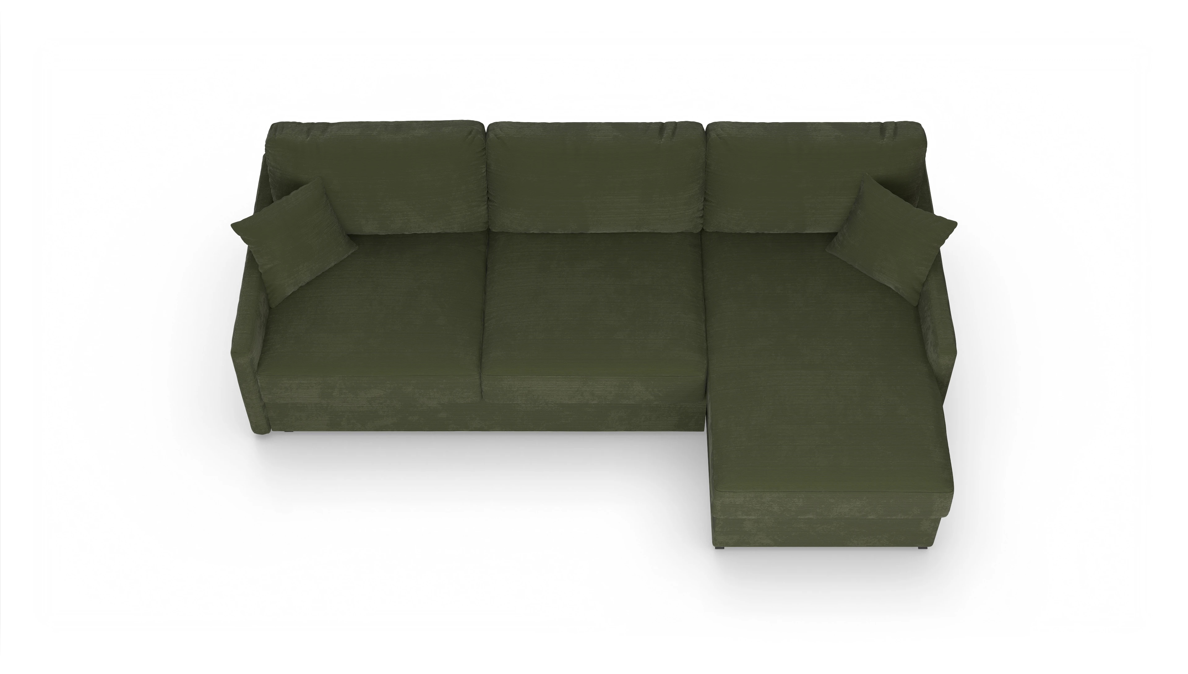 Ansicht des Produktes Karlstad Sofa mit Rec rechts in Cord grün