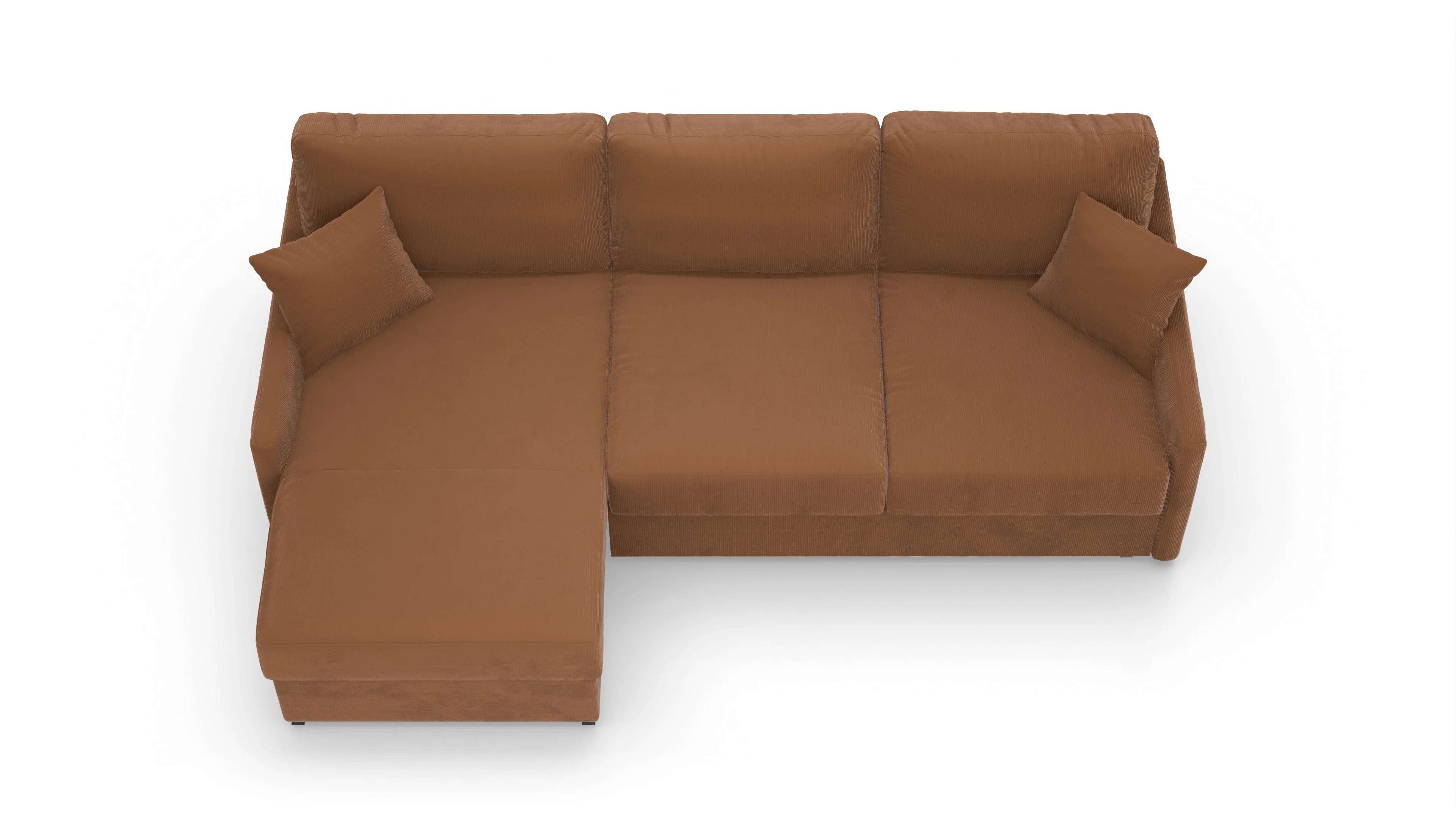 Ansicht des Produktes Karlstad Sofa mit Rec links in Cord orange
