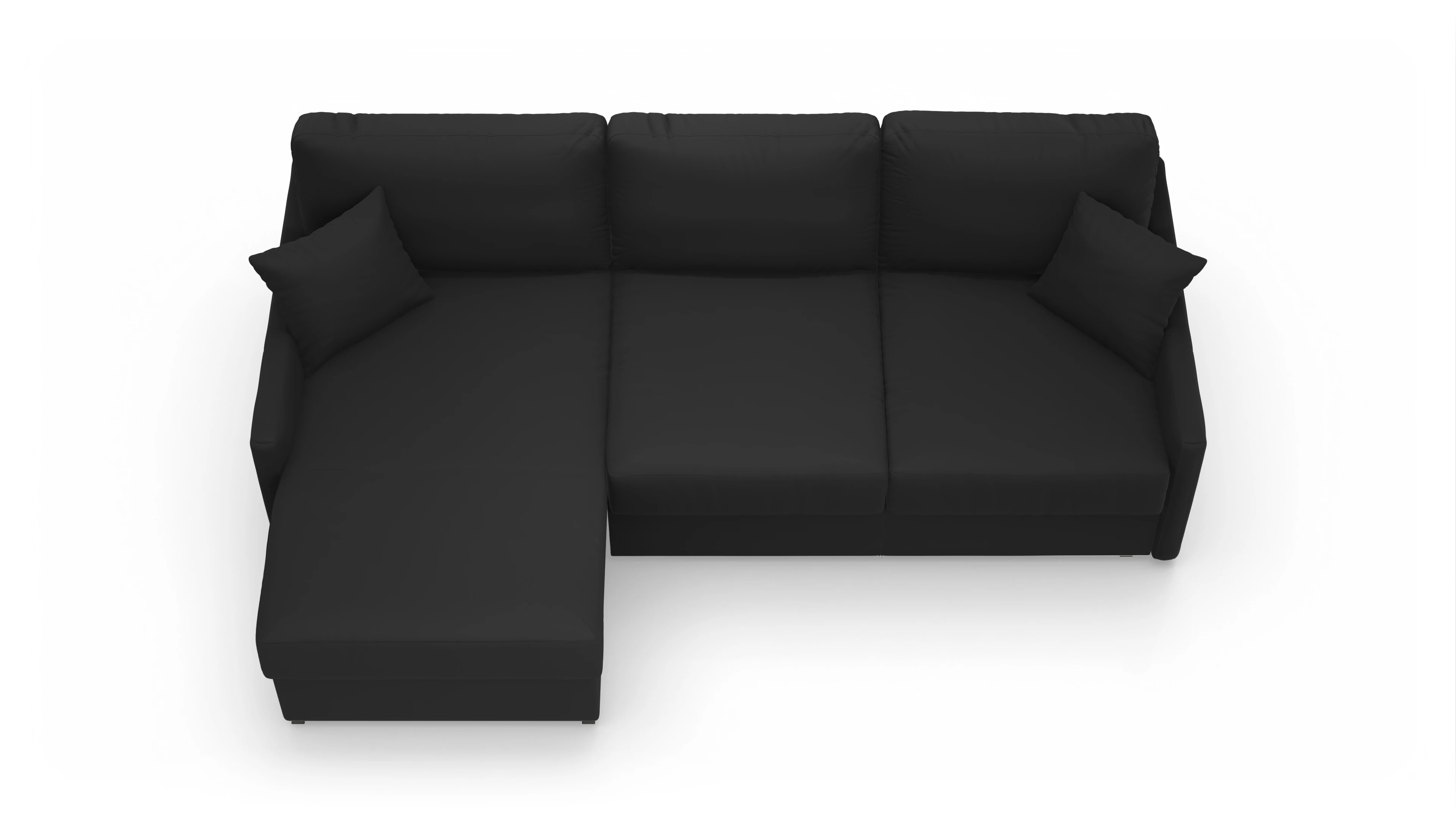 Ansicht des Produktes Karlstad Sofa mit Rec links in Leder schwarz