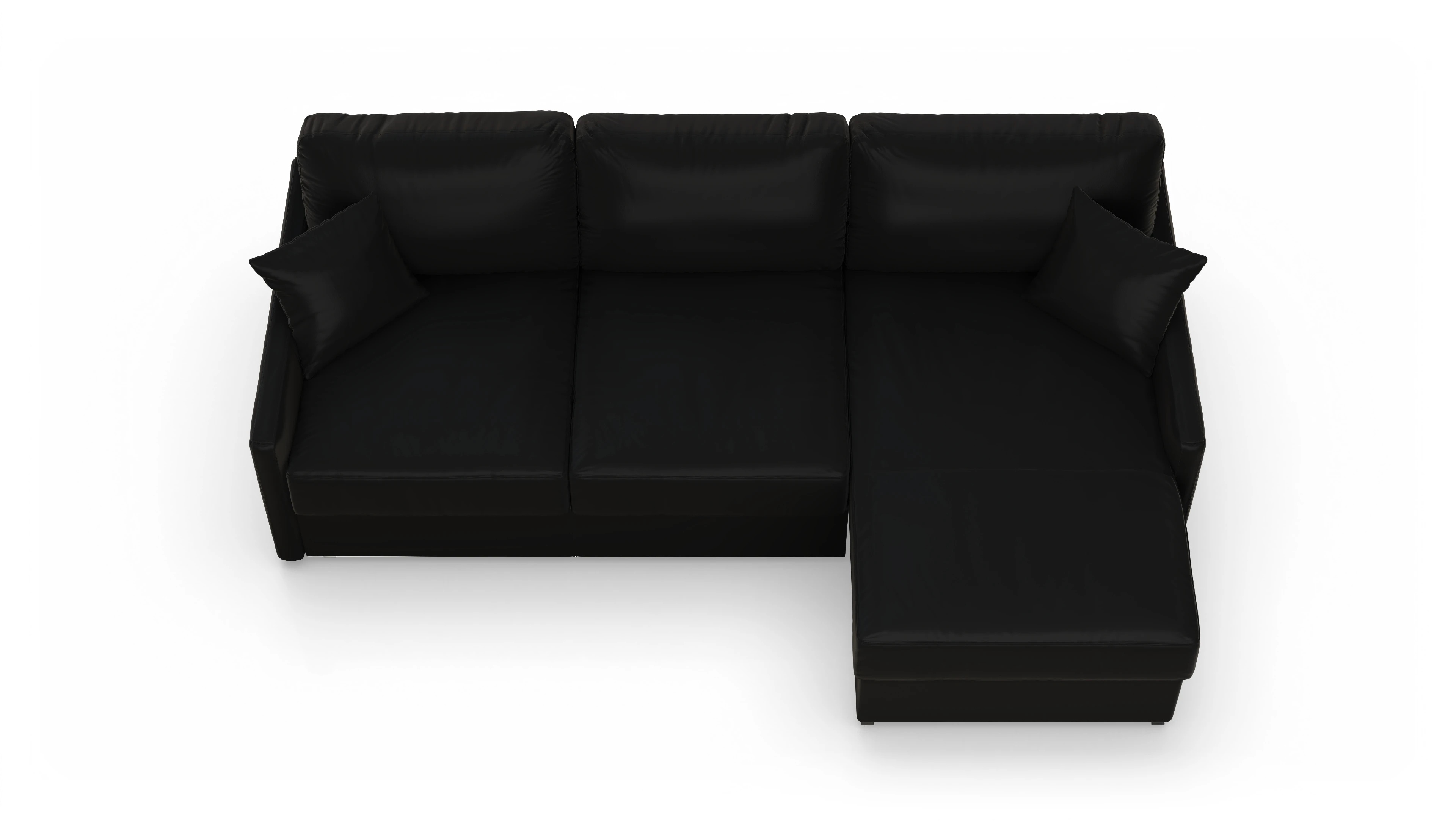 Ansicht des Produktes Karlstad Sofa mit Rec rechts in Leder schwarz