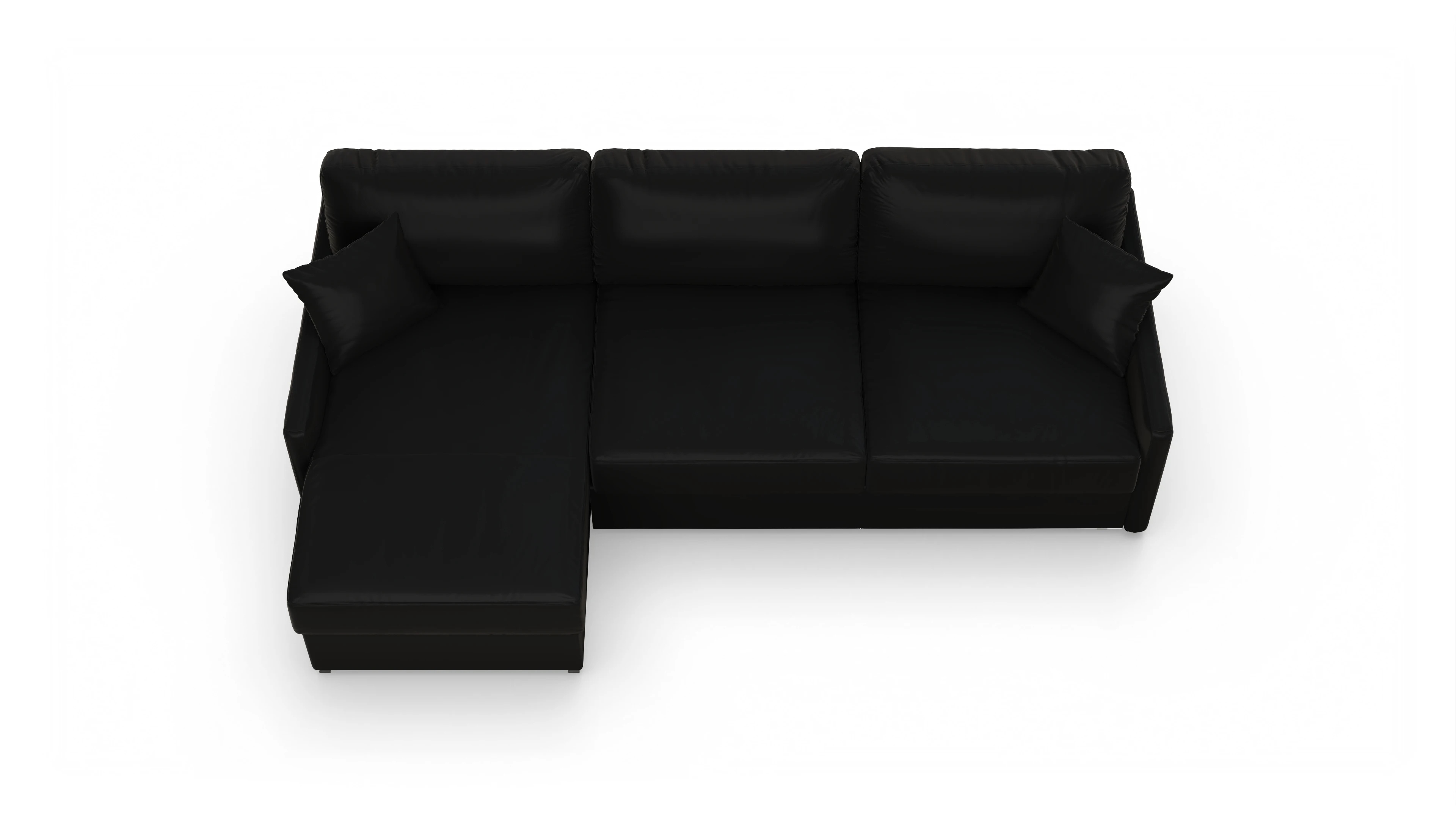 Ansicht des Produktes Karlstad Sofa mit Rec links in Leder schwarz