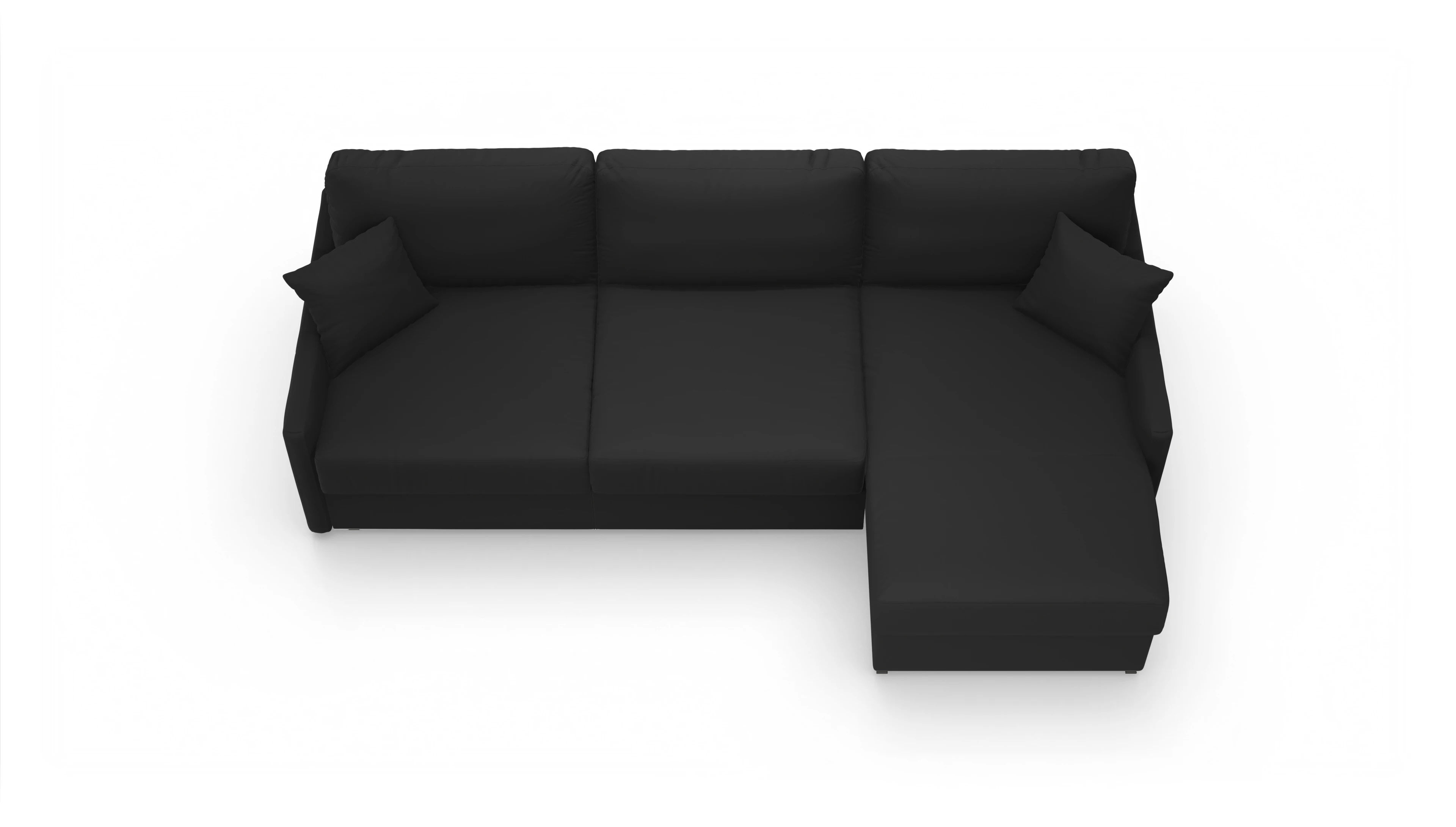 Ansicht des Produktes Karlstad Sofa mit Rec rechts in Leder schwarz