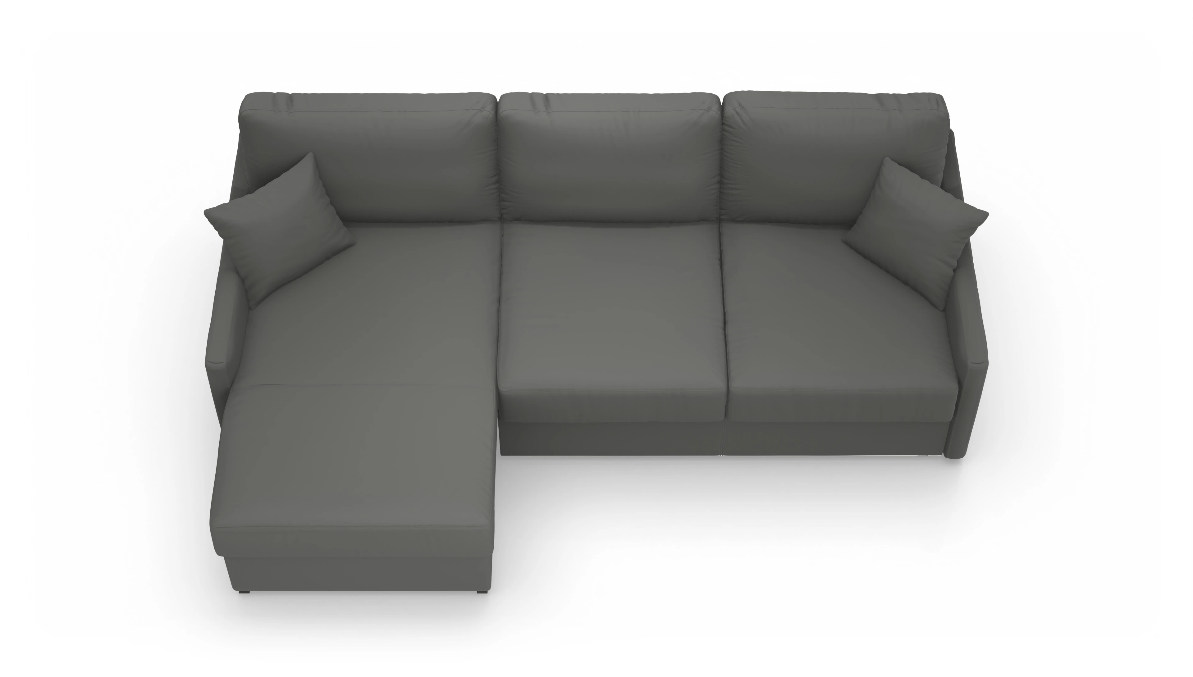 Leder-Schlafsofa Karlstad Ansicht des Produktes Karlstad Sofa mit Rec links in Leder grau