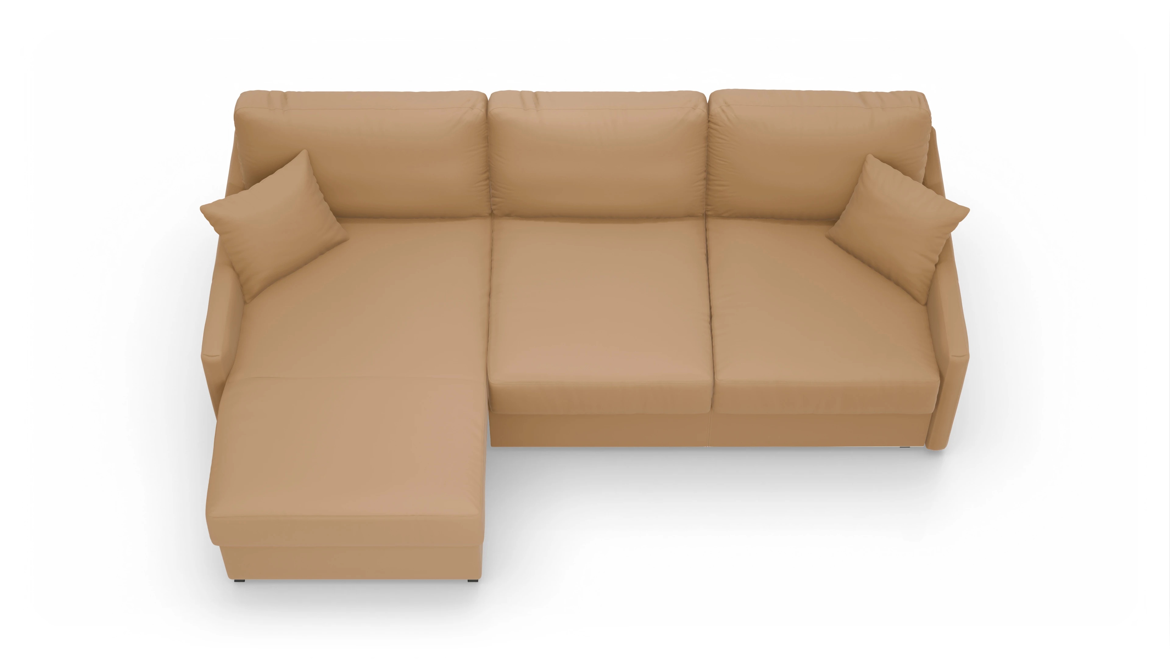 Leder-Schlafsofa Karlstad Ansicht des Produktes Karlstad Sofa mit Rec links in Leder braun