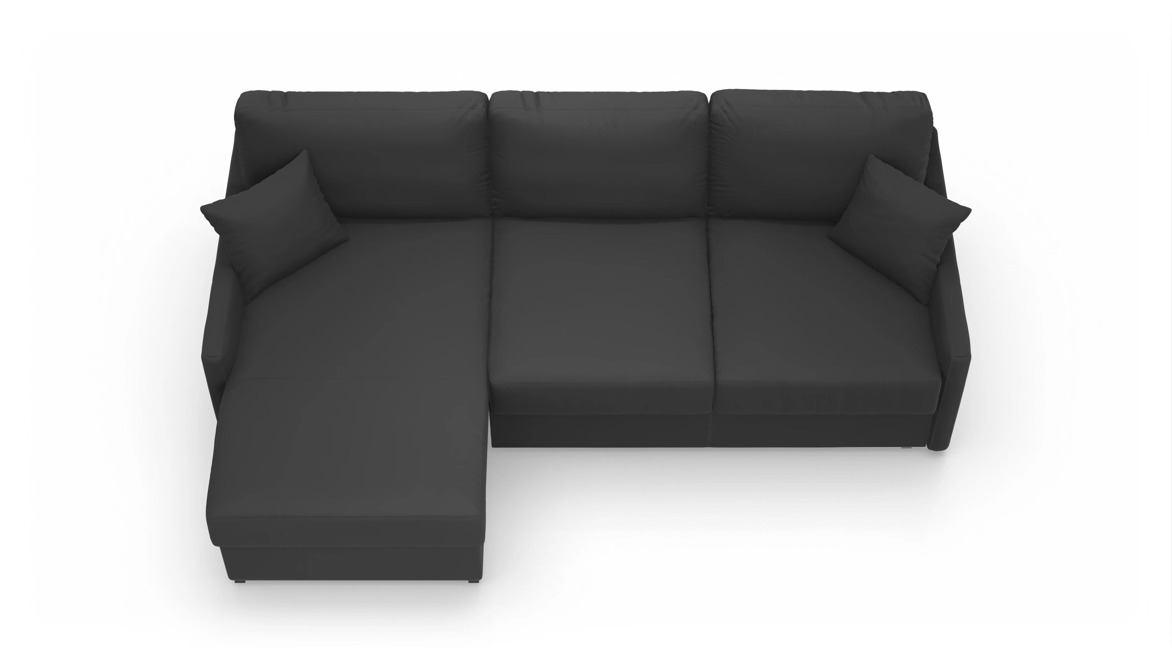 Leder-Schlafsofa Karlstad Ansicht des Produktes Karlstad Sofa mit Rec links in Leder schwarz