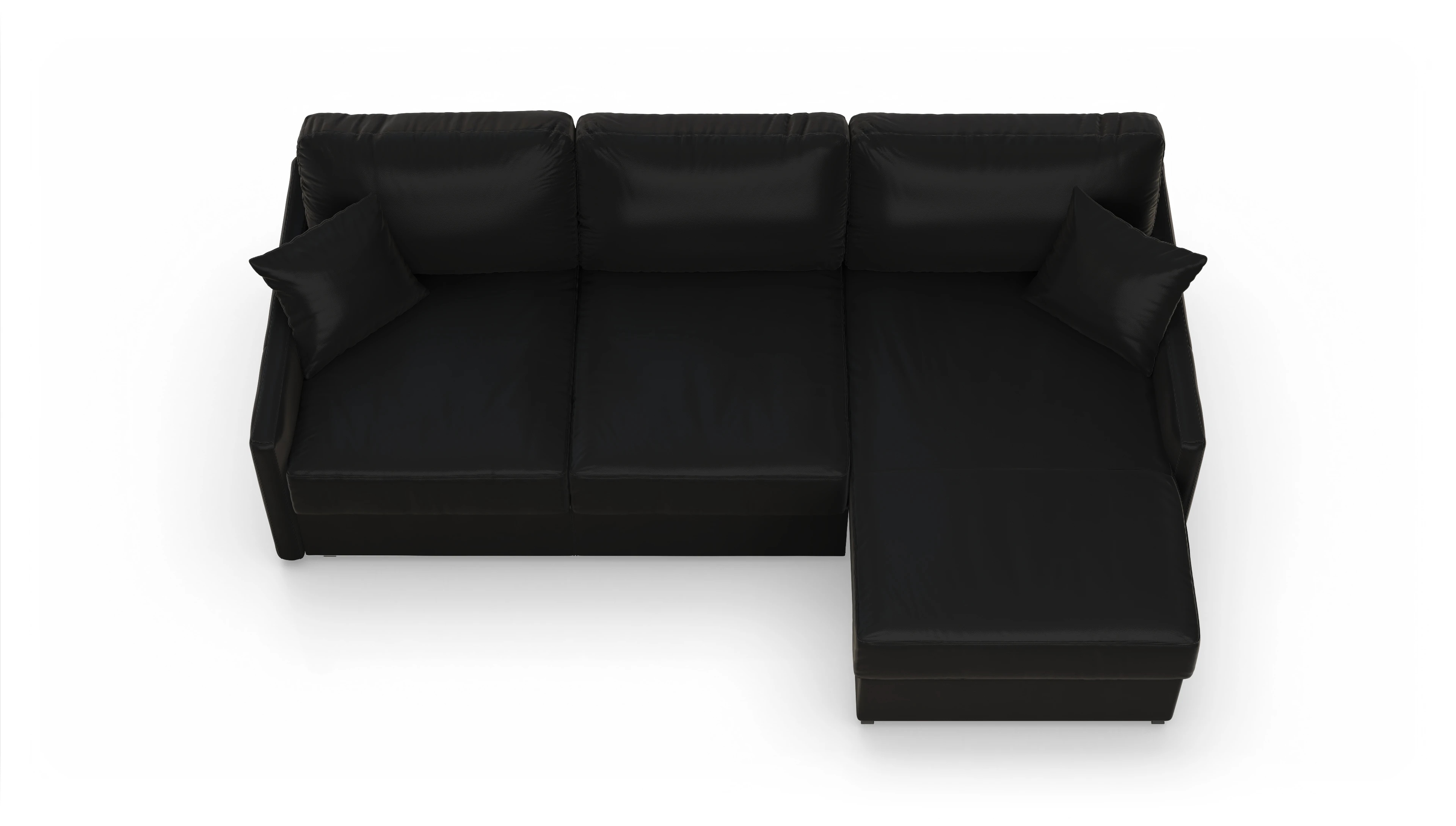 Ansicht des Produktes Karlstad Sofa mit Rec rechts in Leder schwarz