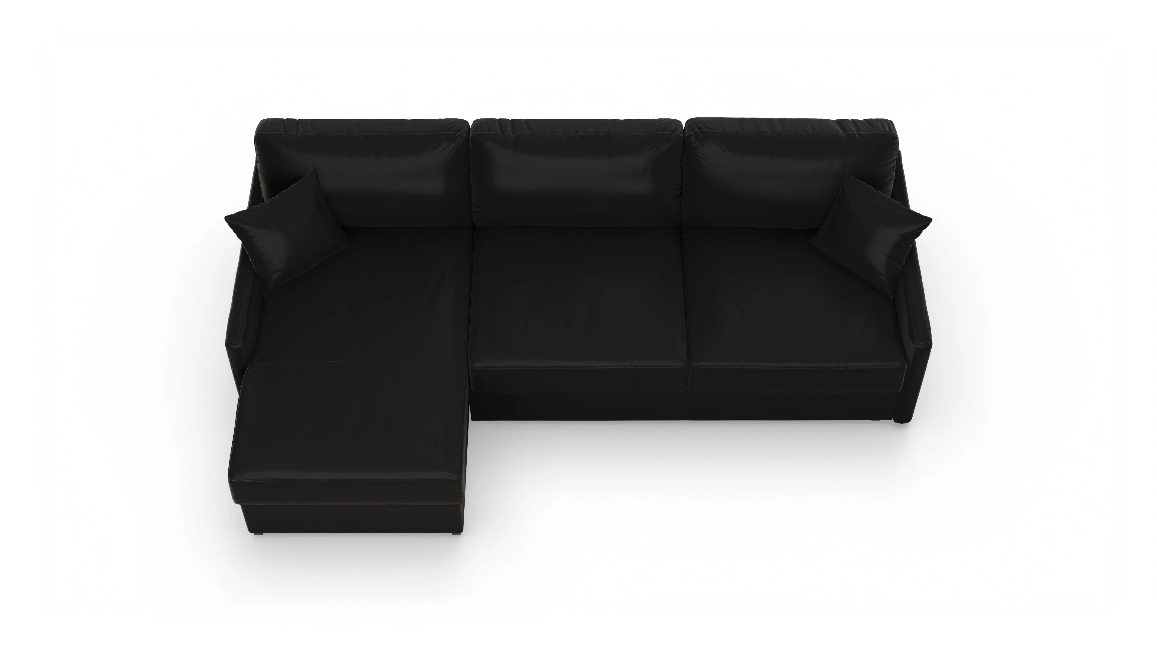 Ansicht des Produktes Karlstad Sofa mit Rec links in Leder schwarz