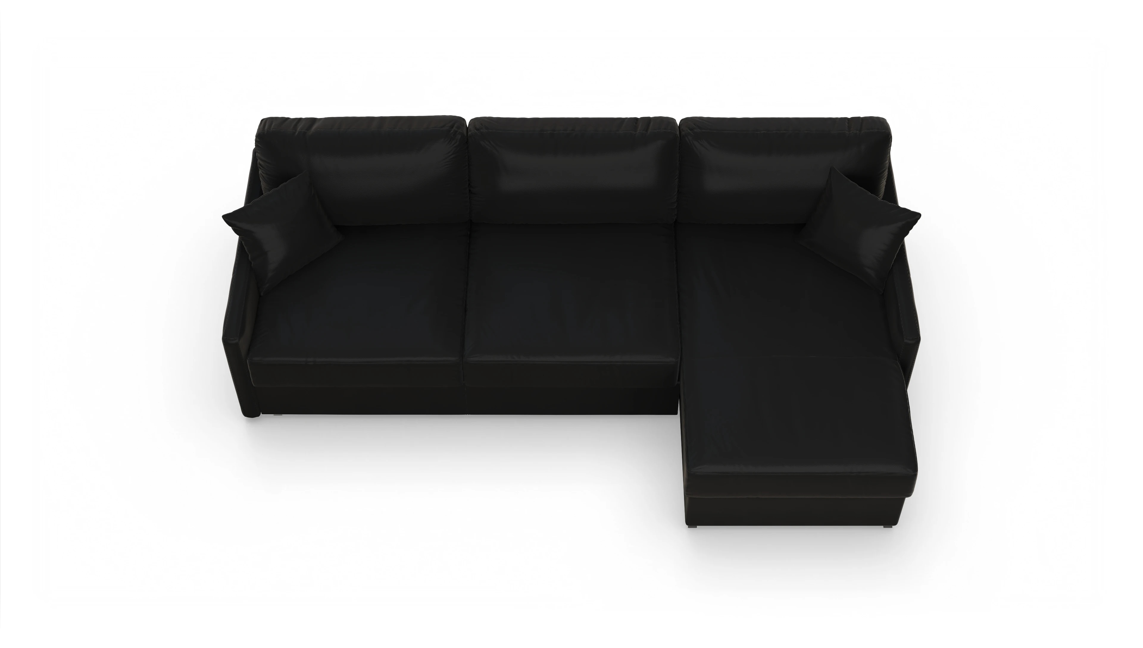 Ansicht des Produktes Karlstad Sofa mit Rec rechts in Leder schwarz