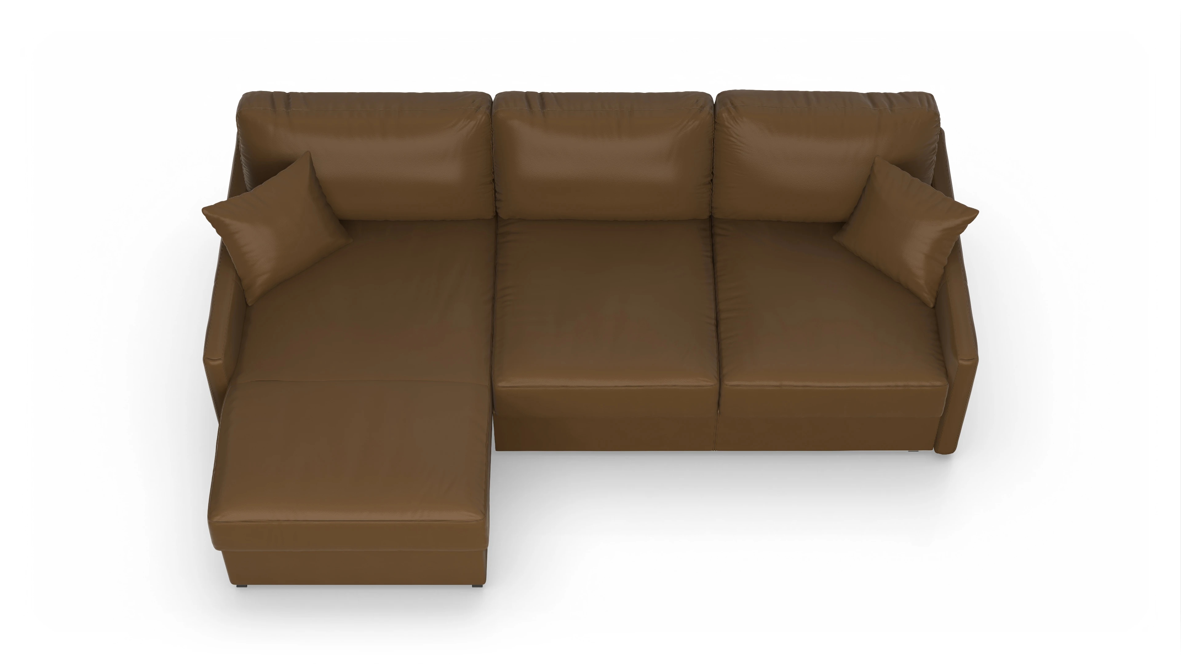 Ansicht des Produktes Karlstad Sofa mit Rec links in Leder braun