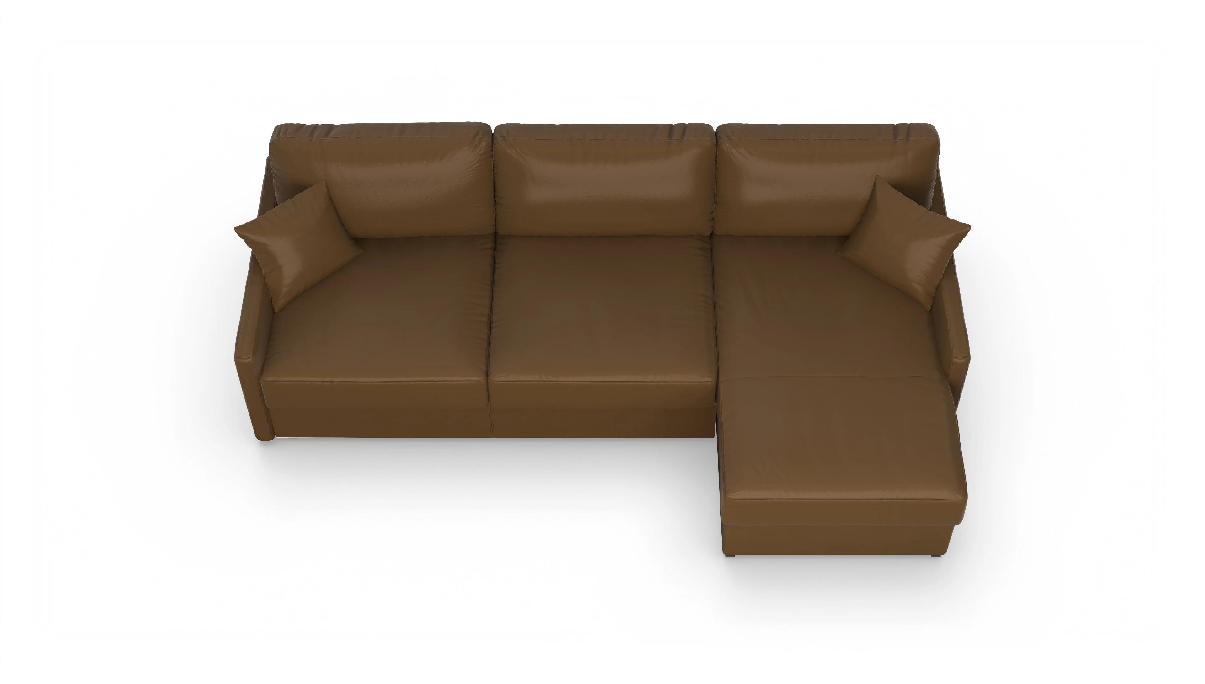 Ansicht des Produktes Karlstad Sofa mit Rec rechts in Leder braun