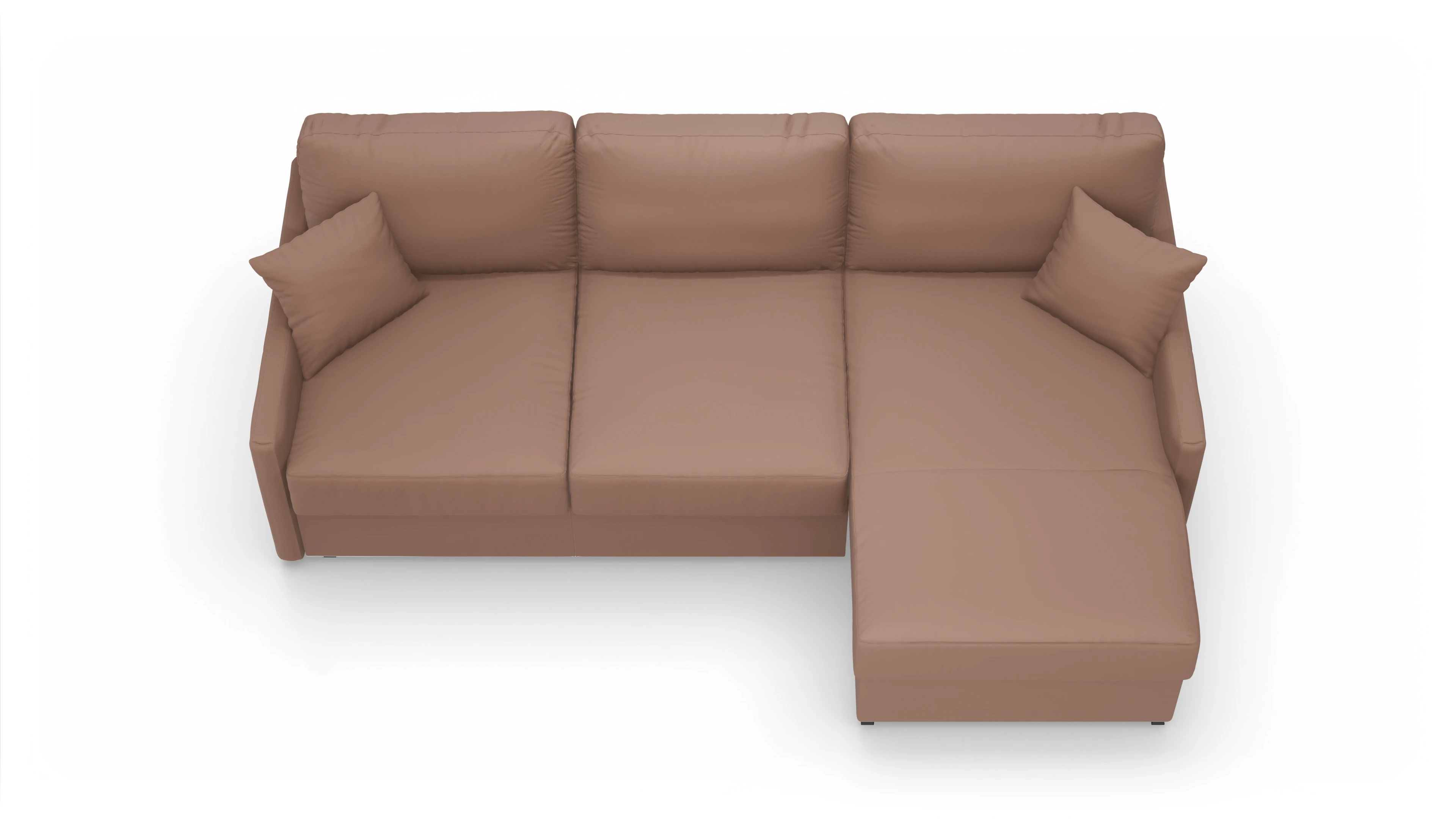 Leder-Schlafsofa Karlstad Ansicht des Produktes Karlstad Sofa mit Rec rechts in Leder braun