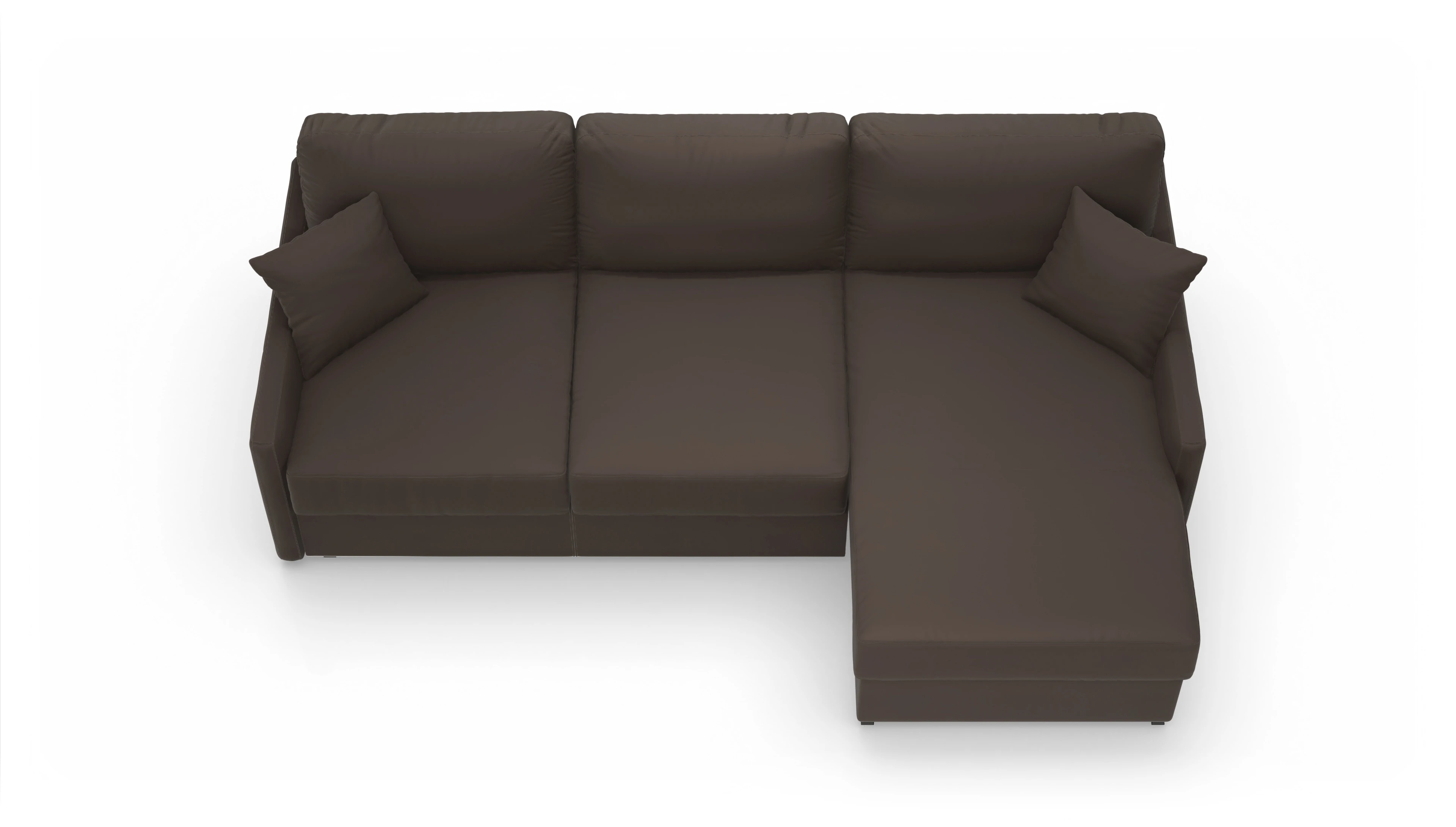 Leder-Schlafsofa Karlstad Ansicht des Produktes Karlstad Sofa mit Rec rechts in Leder braun