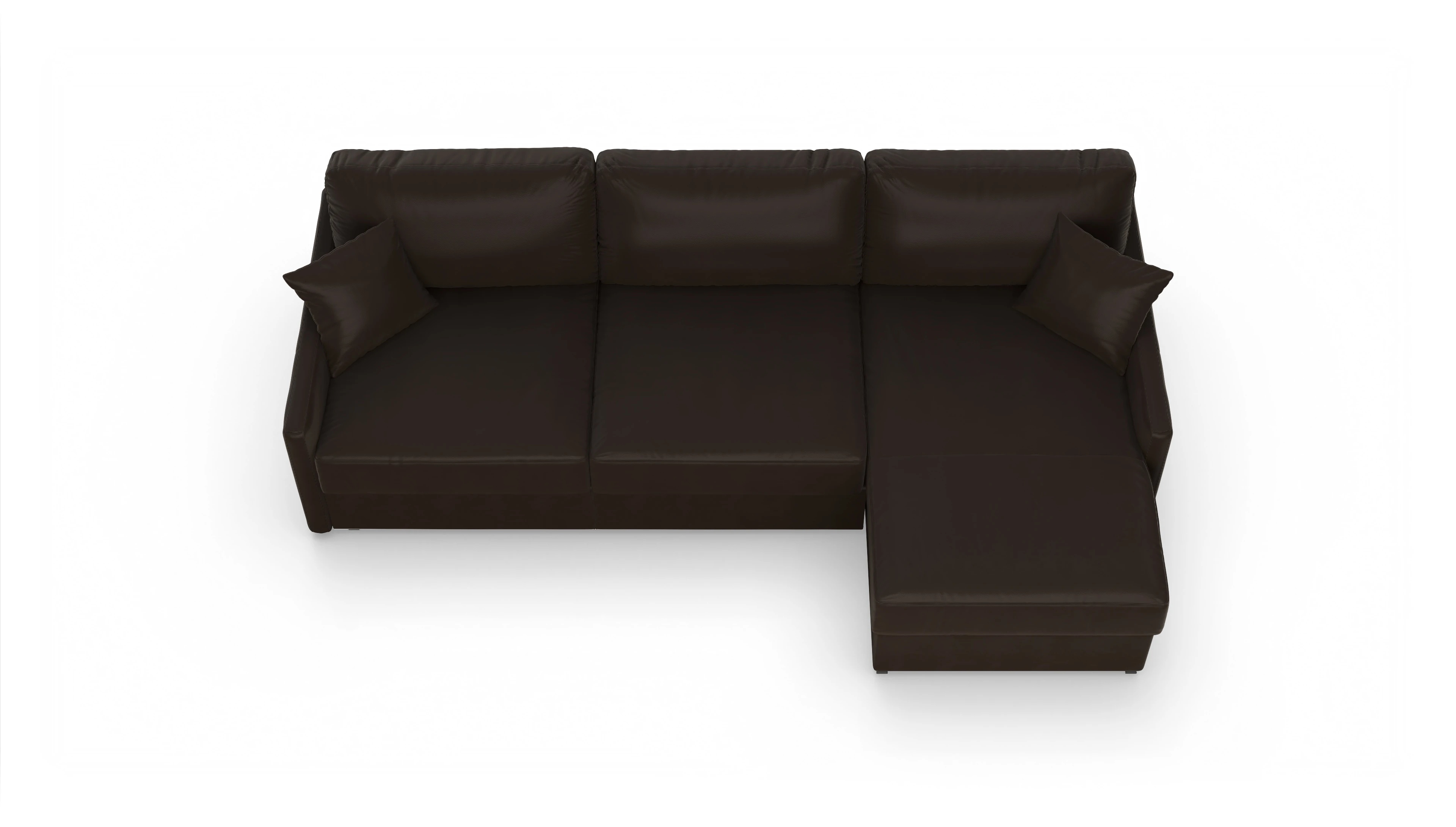 Leder-Schlafsofa Karlstad Ansicht des Produktes Karlstad Sofa mit Rec rechts in Leder braun