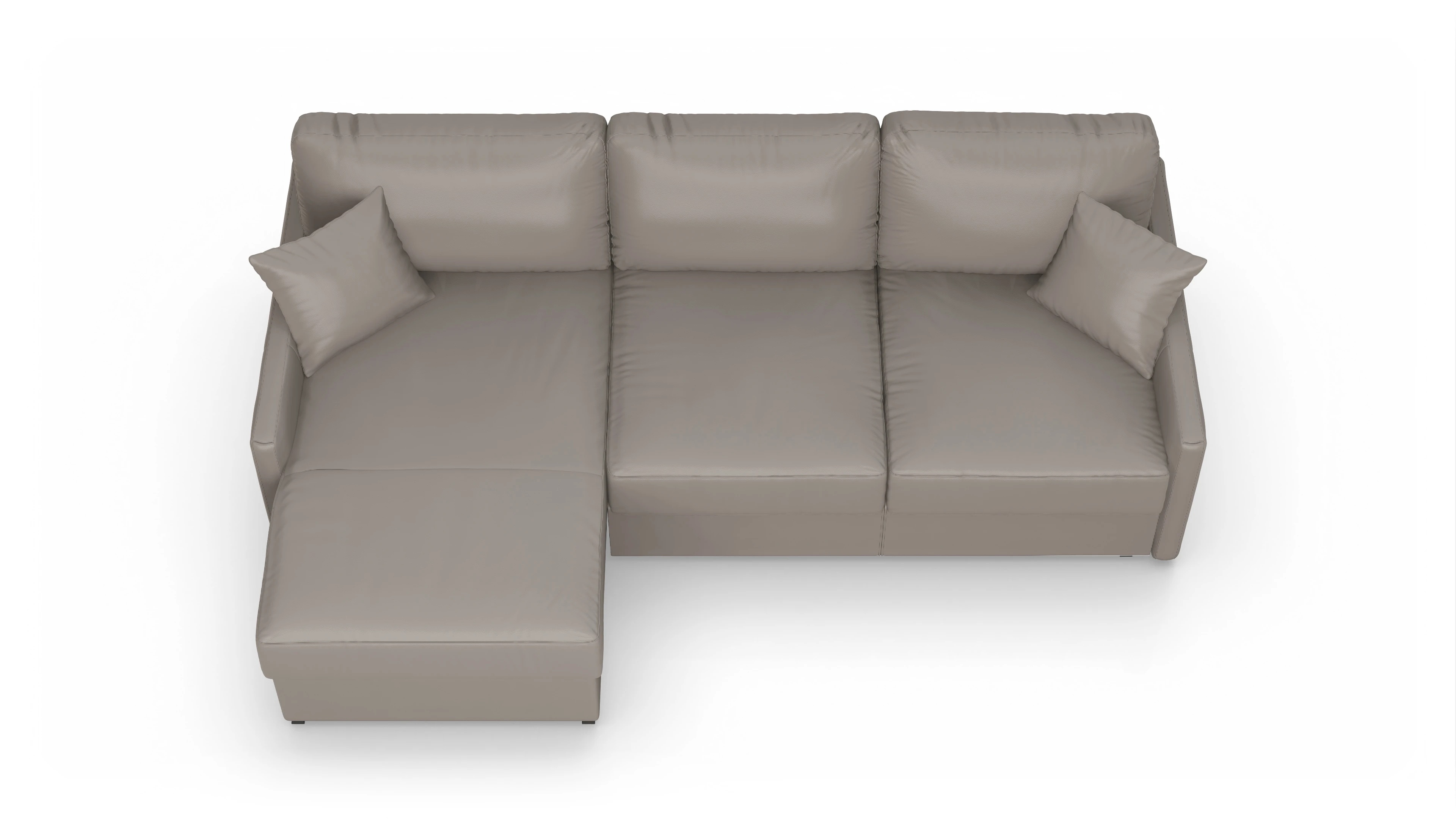 Leder-Schlafsofa Karlstad Ansicht des Produktes Karlstad Sofa mit Rec links in Leder beige