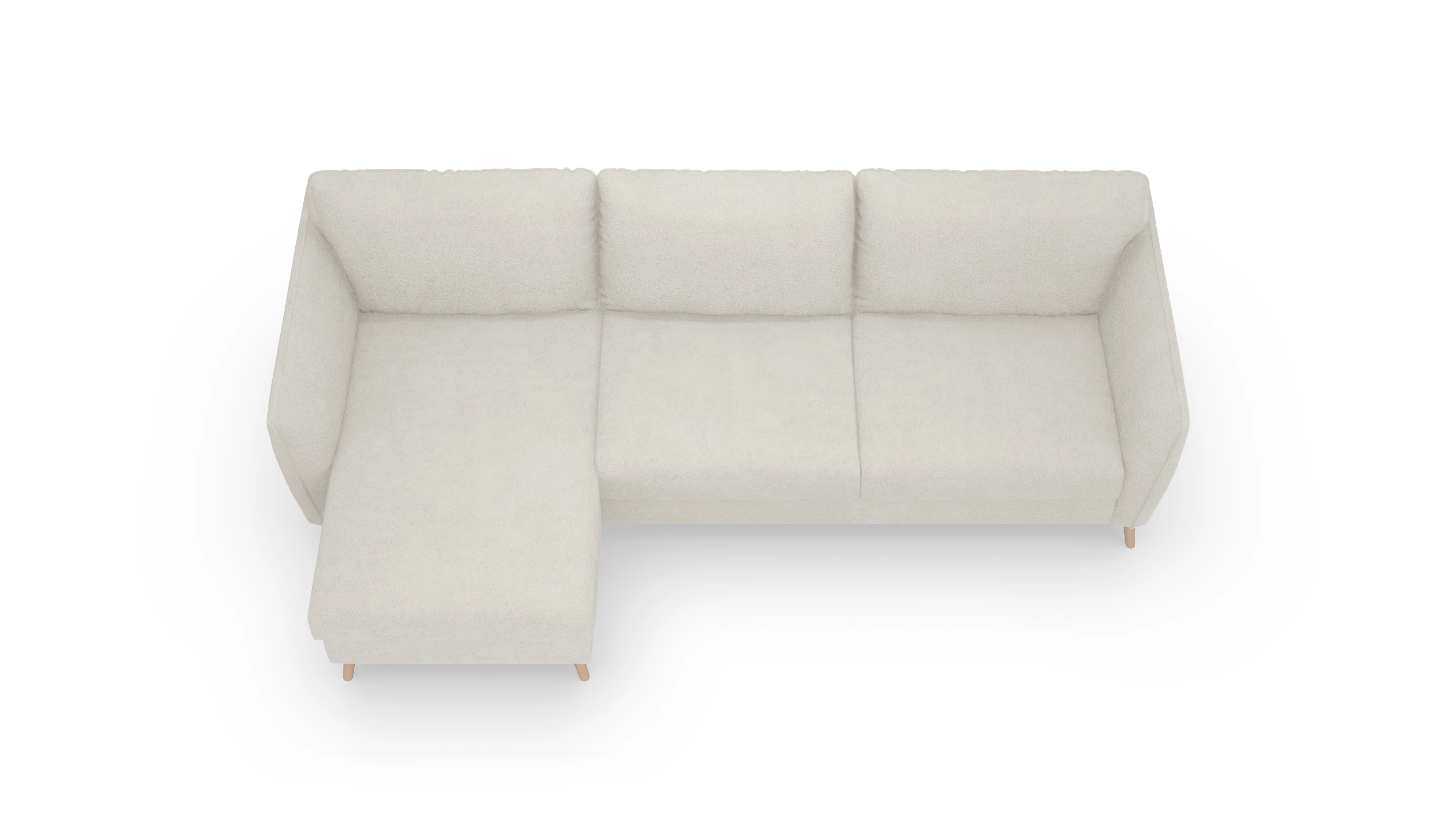 Schlafsofa Eriksen Ansicht des Produktes Eriksen Sofa mit Rec links in Stoff weiß