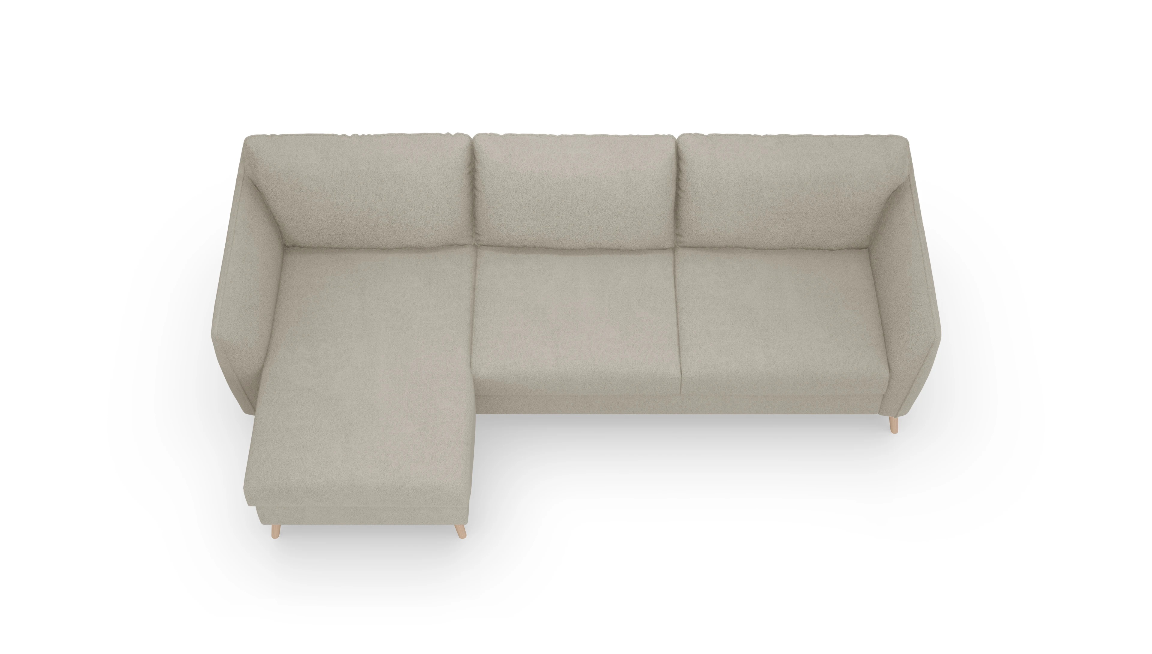 Schlafsofa Eriksen Ansicht des Produktes Eriksen Sofa mit Rec links in Stoff beige