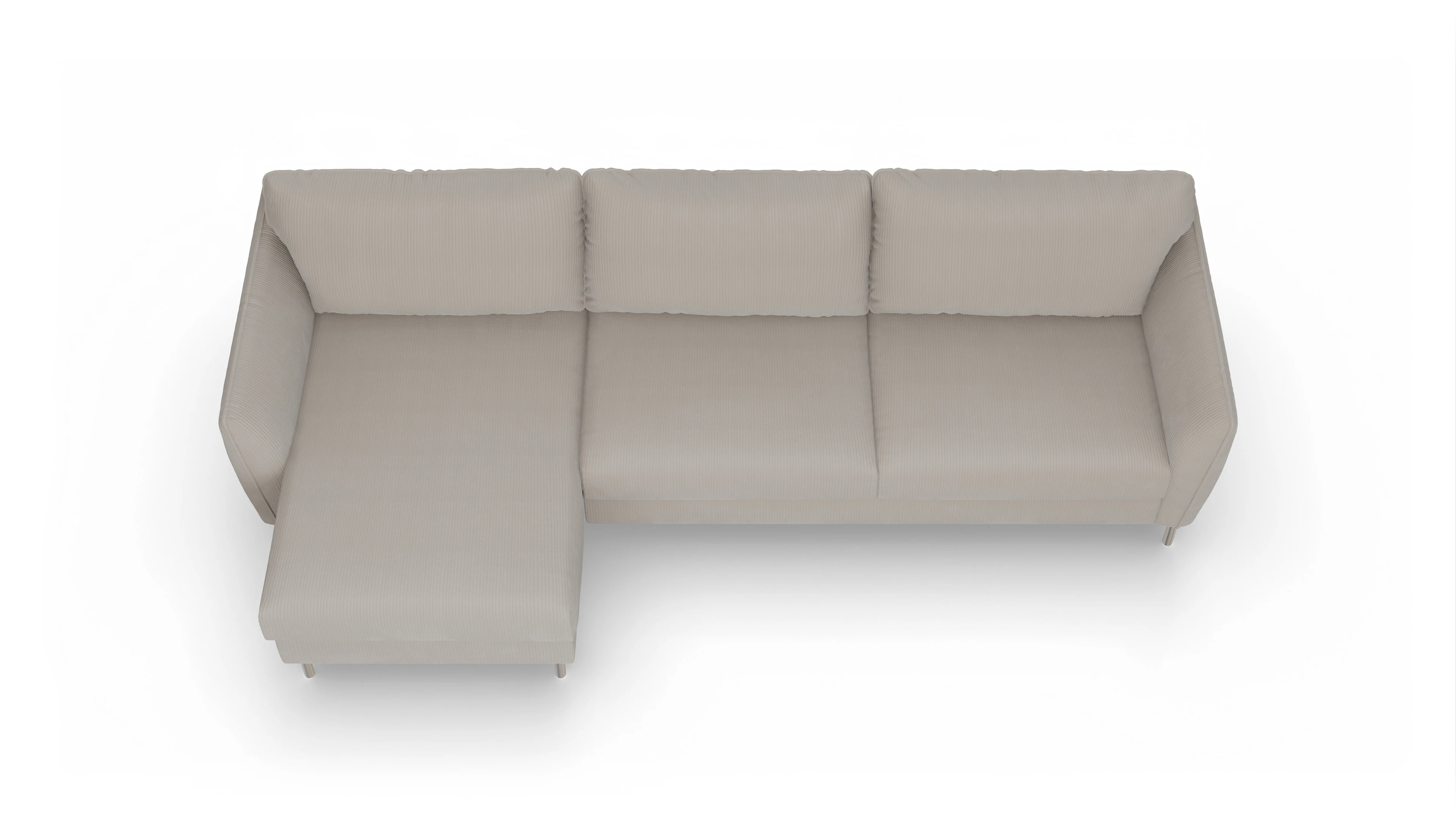 Ansicht des Produktes Eriksen Sofa mit Rec links in Cord grau
