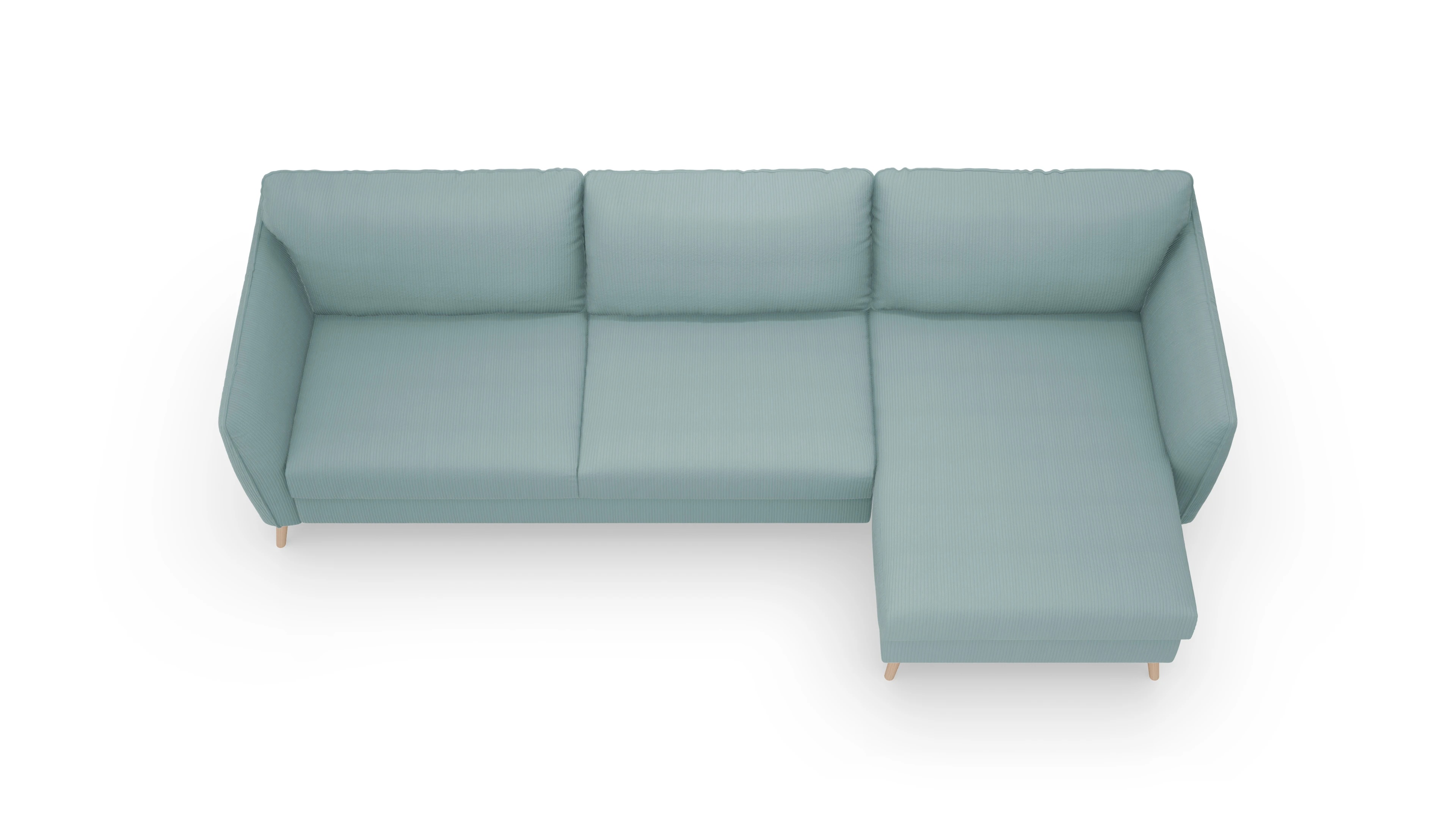 Ansicht des Produktes Eriksen Sofa mit Rec rechts in Cord blau