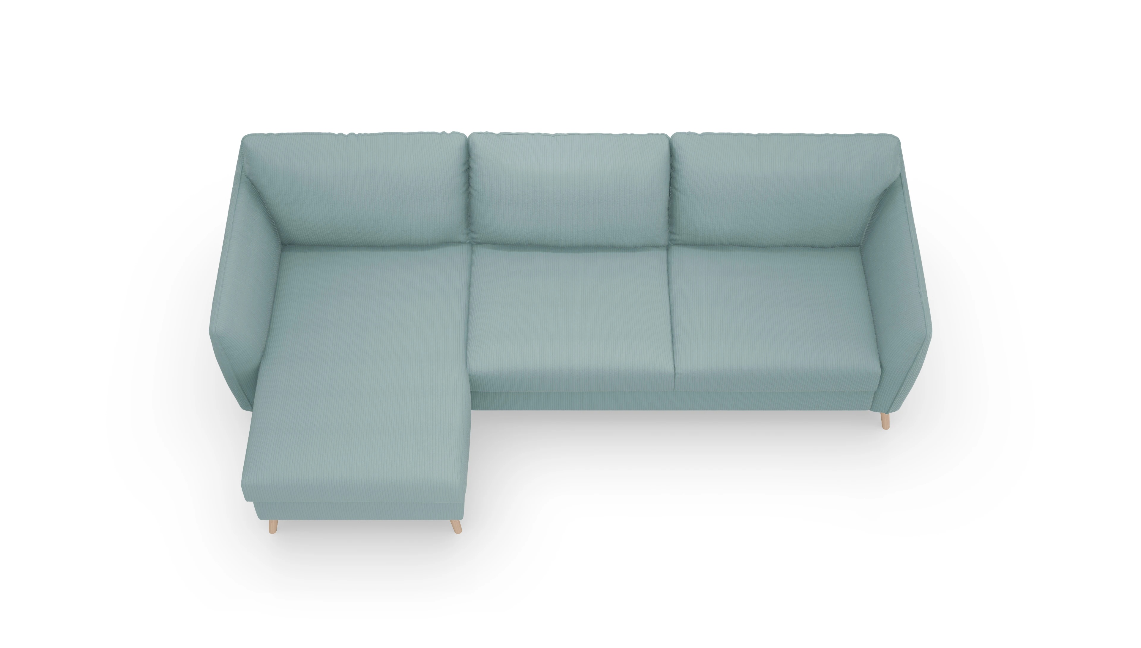 Ansicht des Produktes Eriksen Sofa mit Rec links in Cord blau