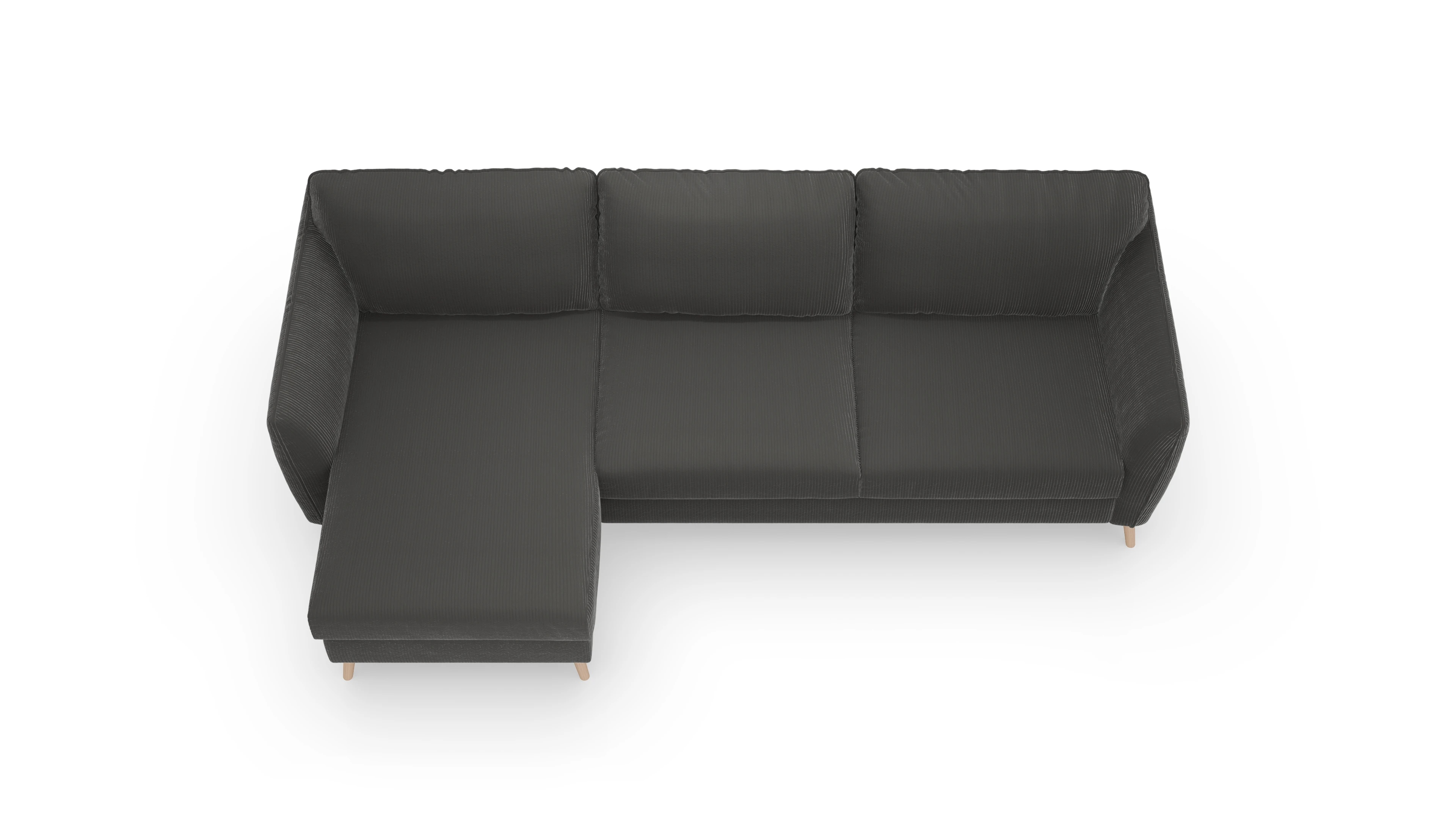 Ansicht des Produktes Eriksen Sofa mit Rec links in Cord grau