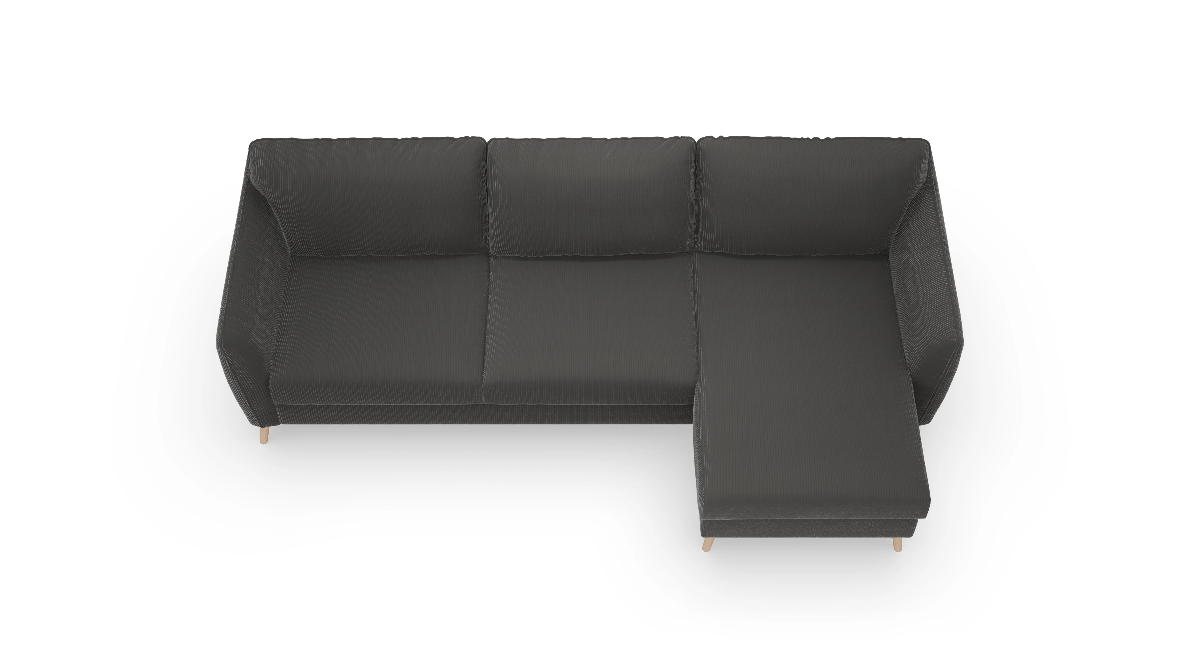 Ansicht des Produktes Eriksen Sofa mit Rec rechts in Cord grau
