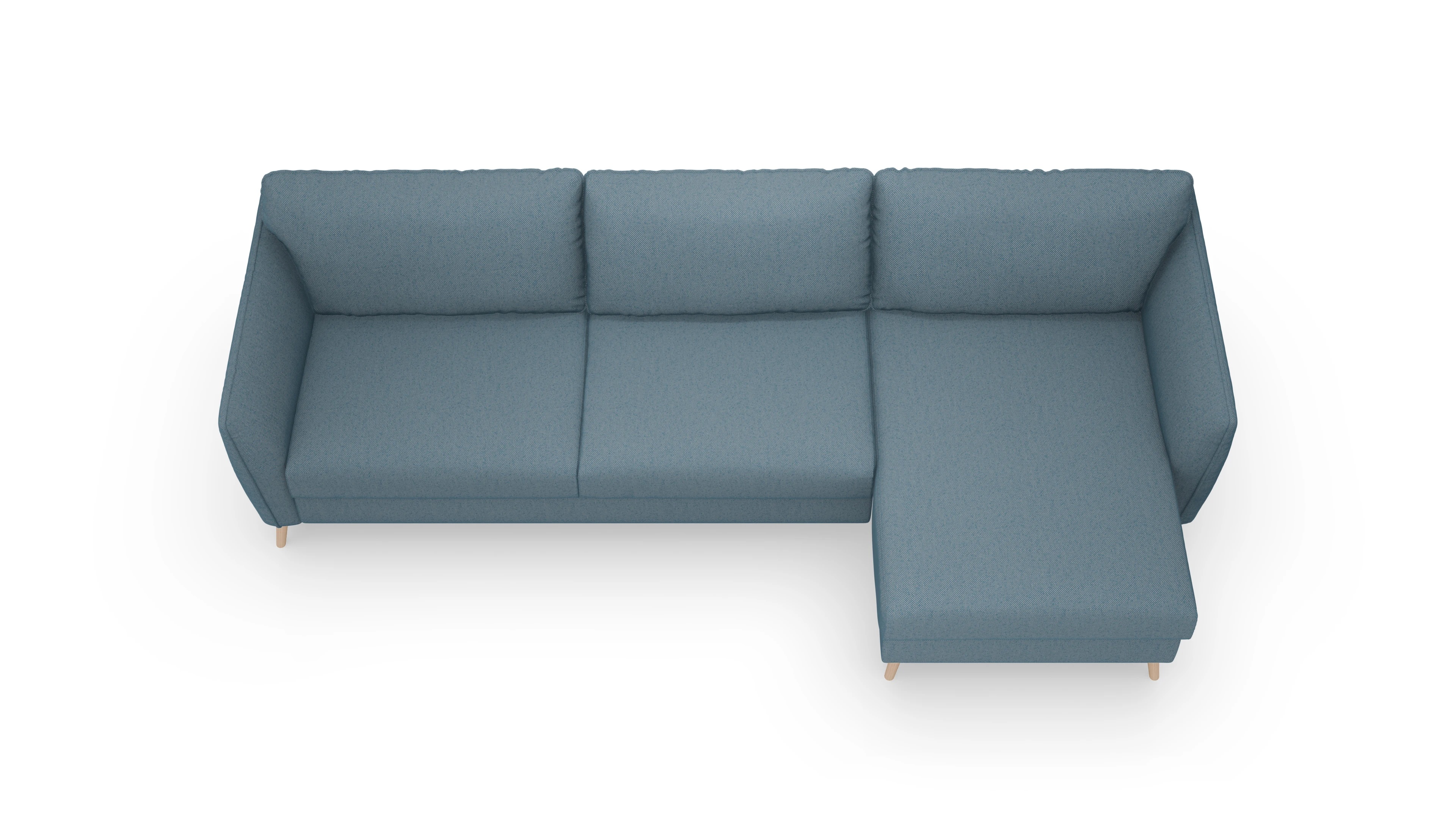 Schlafsofa Eriksen Ansicht des Produktes Eriksen Sofa mit Rec rechts in Stoff blau