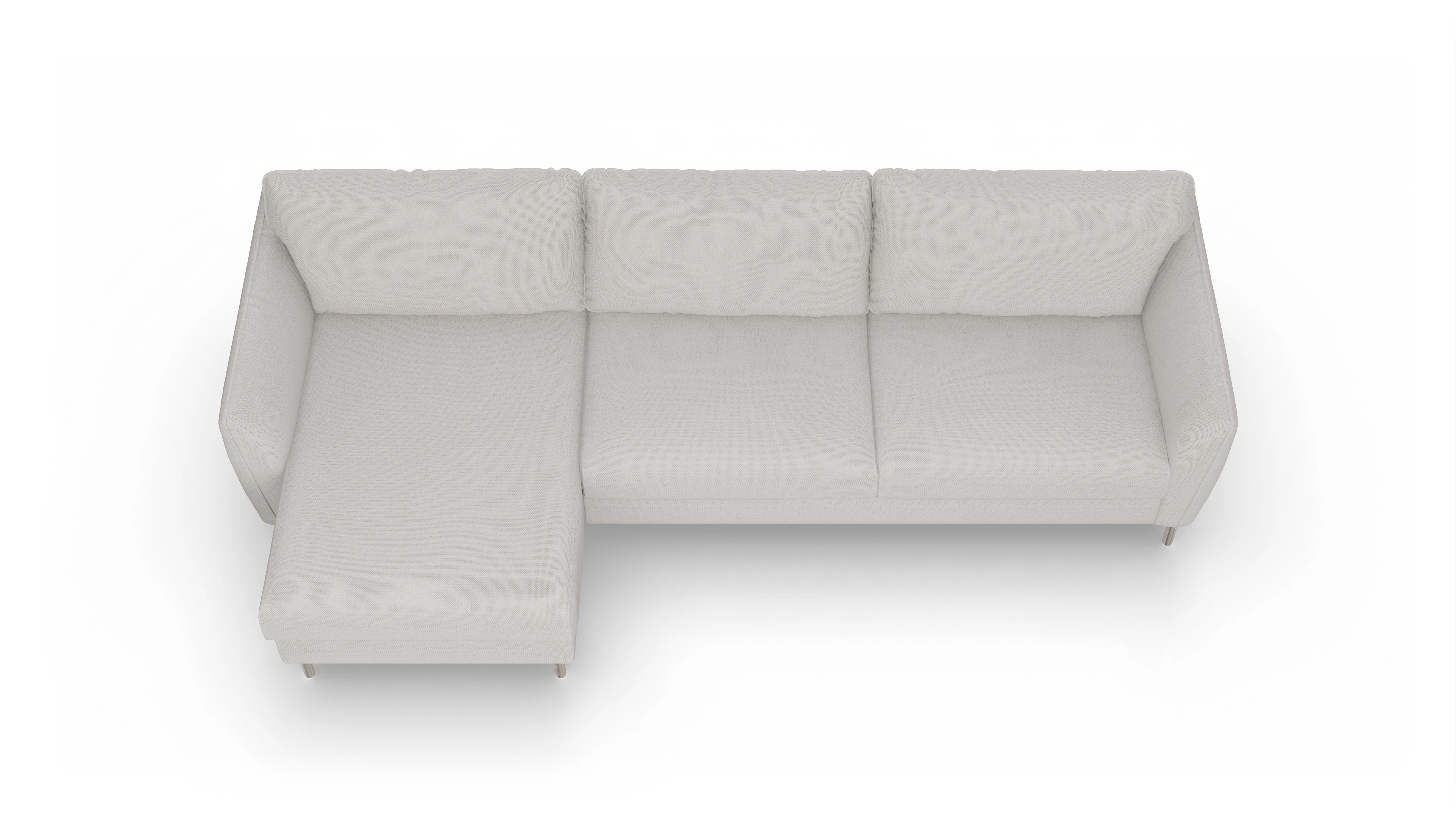 Schlafsofa Eriksen Ansicht des Produktes Eriksen Sofa mit Rec links in Stoff weiß