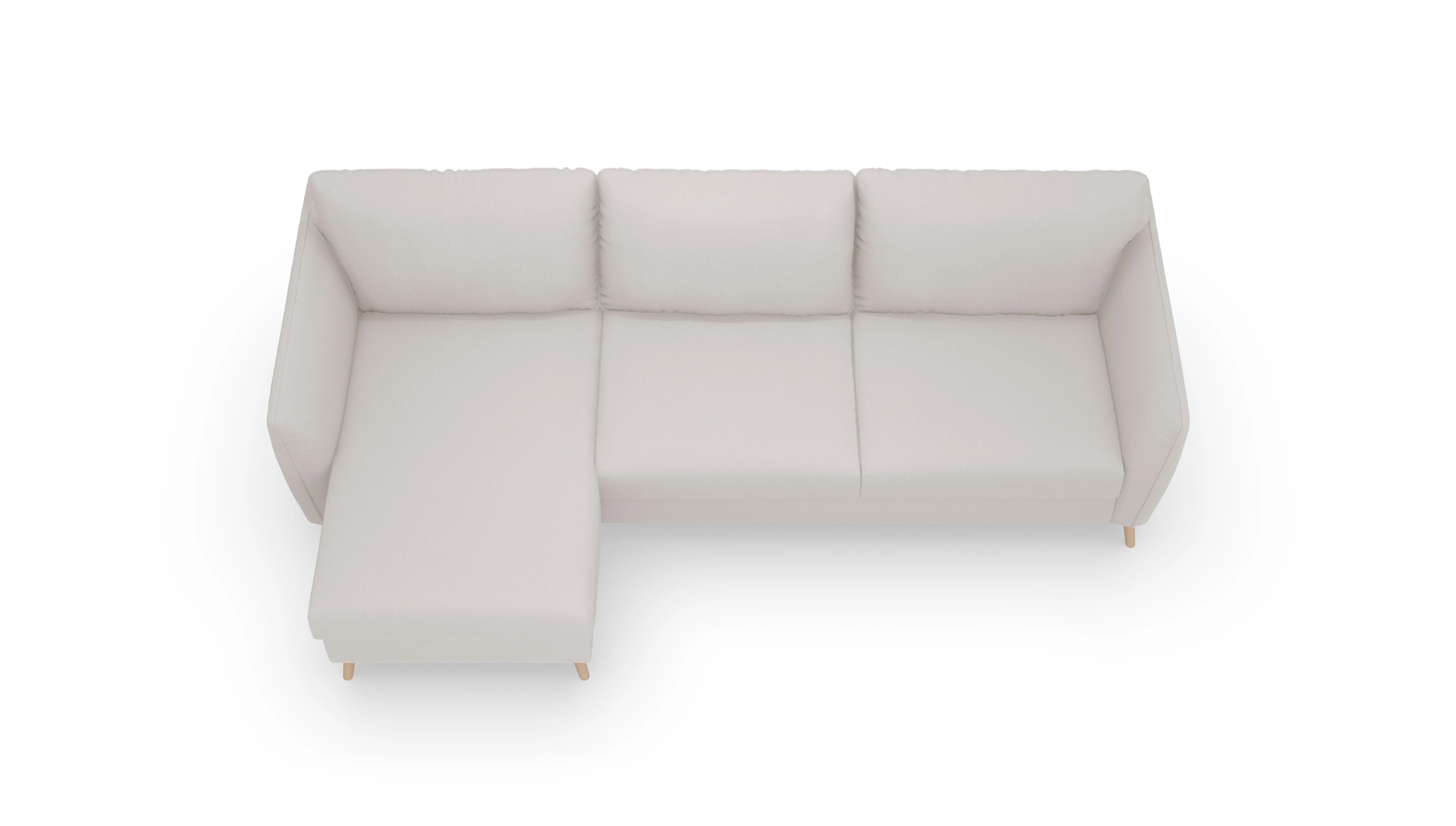 Schlafsofa Eriksen Ansicht des Produktes Eriksen Sofa mit Rec links in Stoff beige