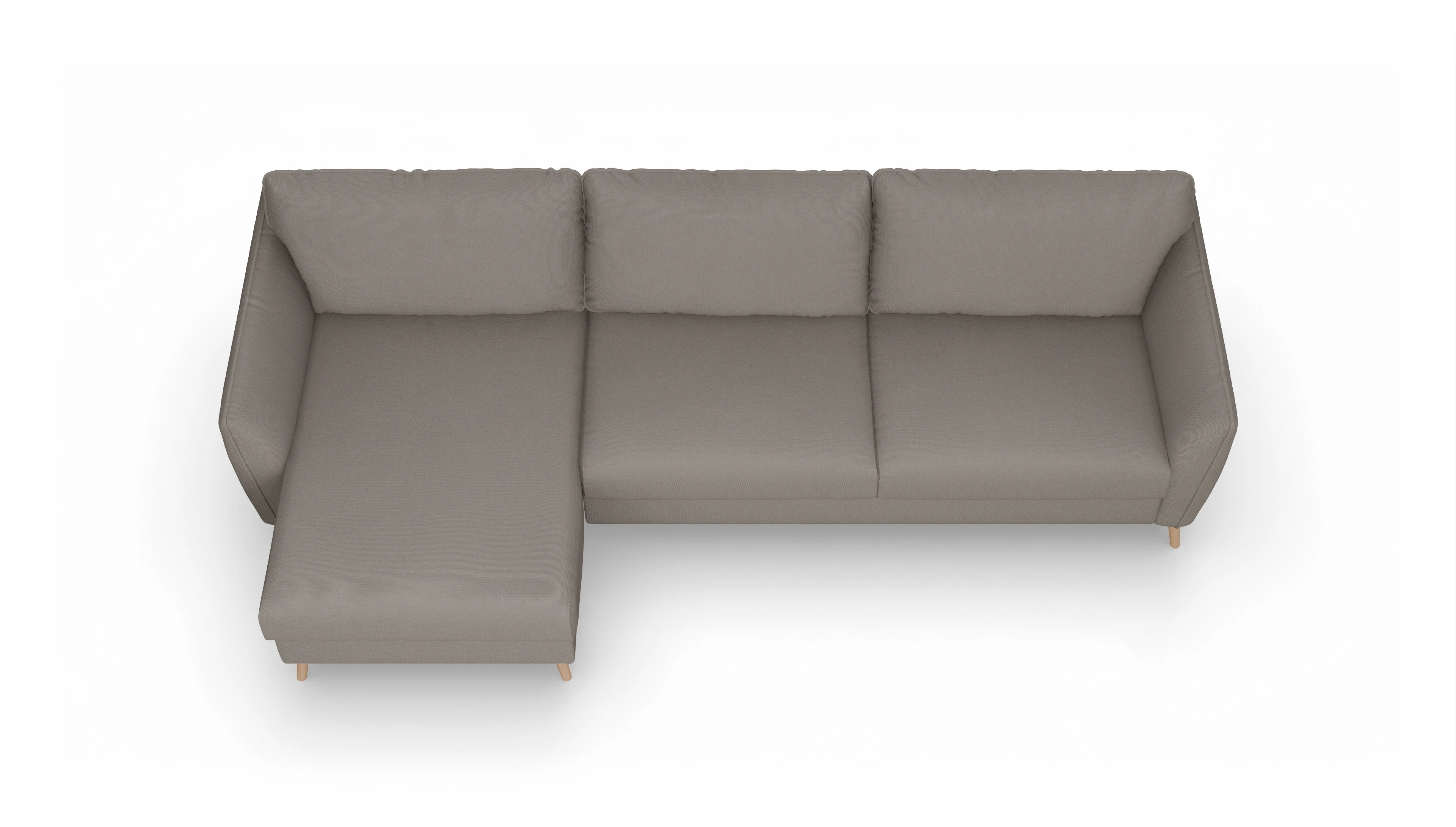 Schlafsofa Eriksen Ansicht des Produktes Eriksen Sofa mit Rec links in Stoff braun