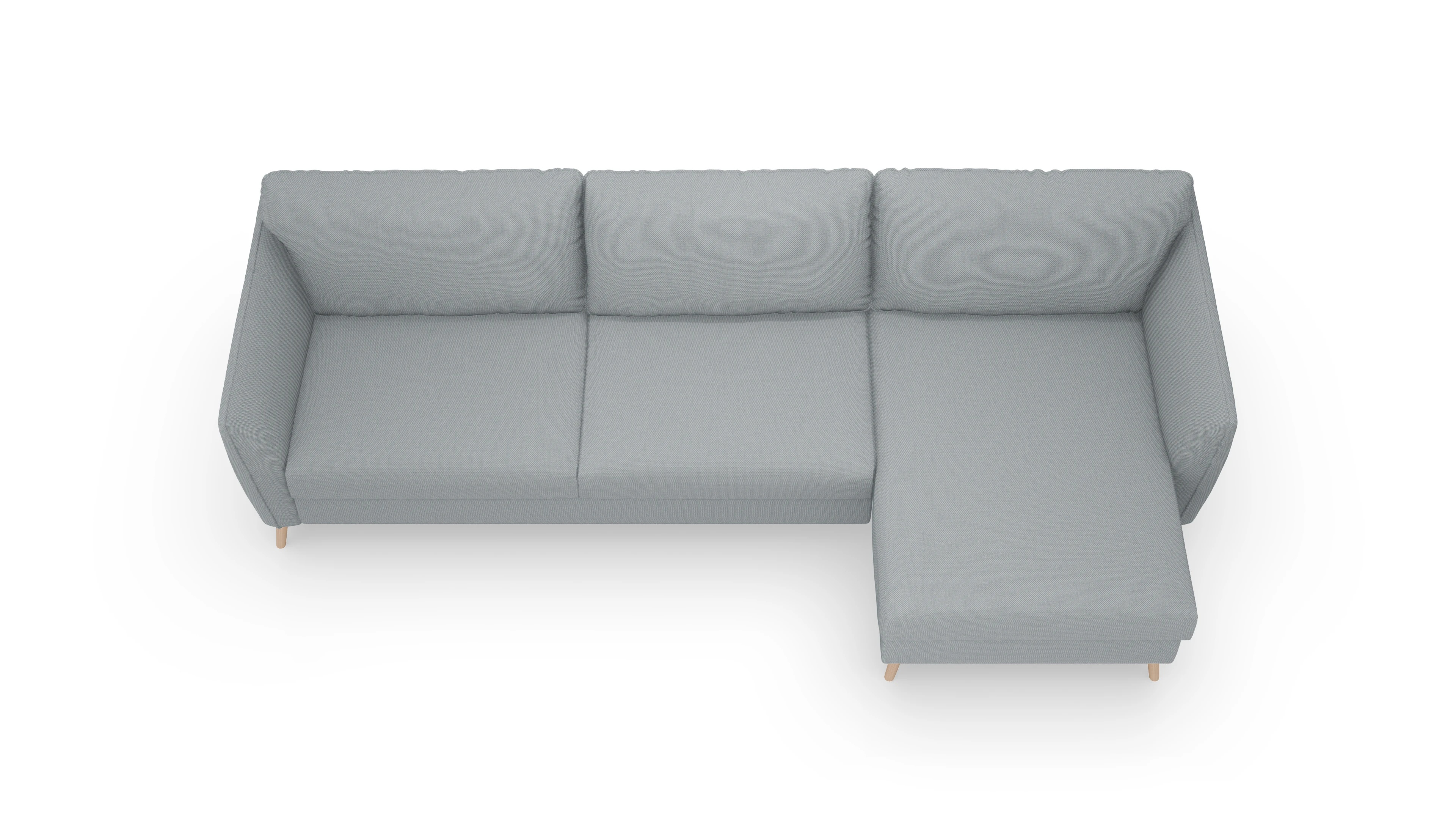 Ansicht des Produktes Eriksen Sofa mit Rec rechts in Stoff blau