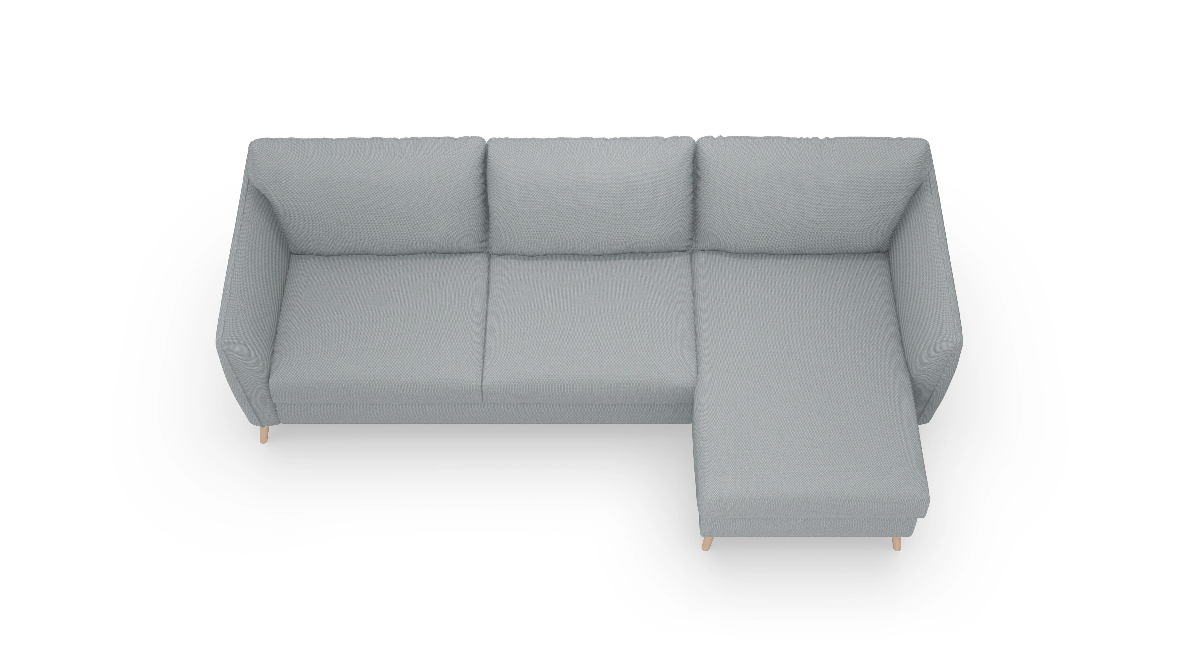 Ansicht des Produktes Eriksen Sofa mit Rec rechts in Stoff blau