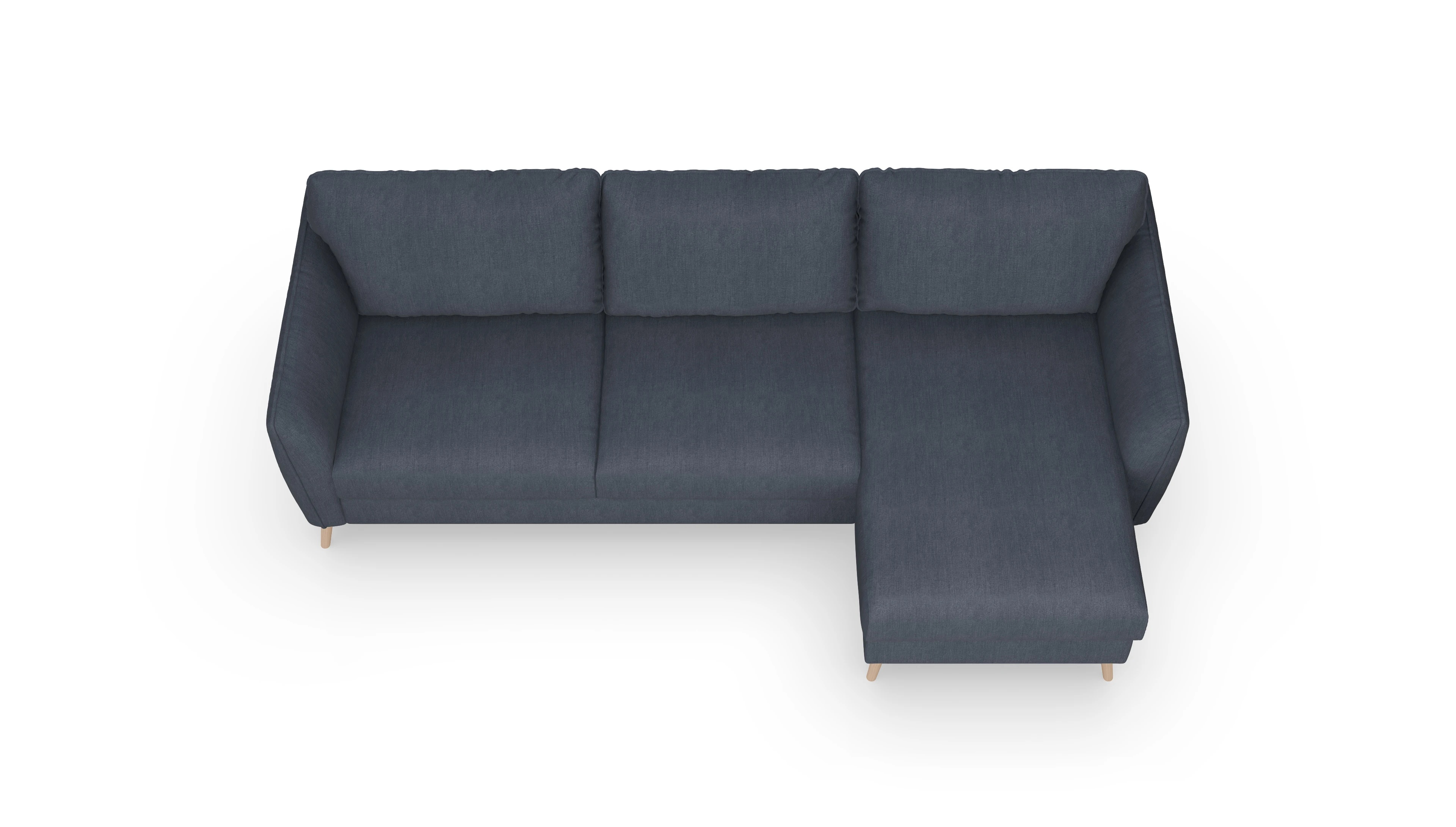 Ansicht des Produktes Eriksen Sofa mit Rec rechts in Stoff blau