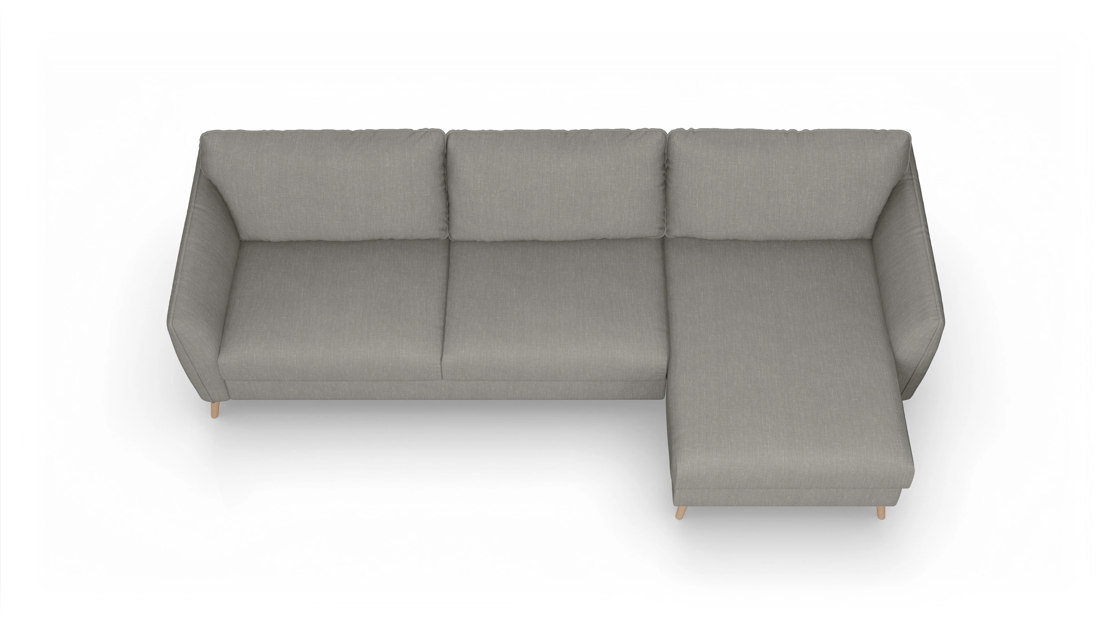 Ansicht des Produktes Eriksen Sofa mit Rec rechts in Stoff grau