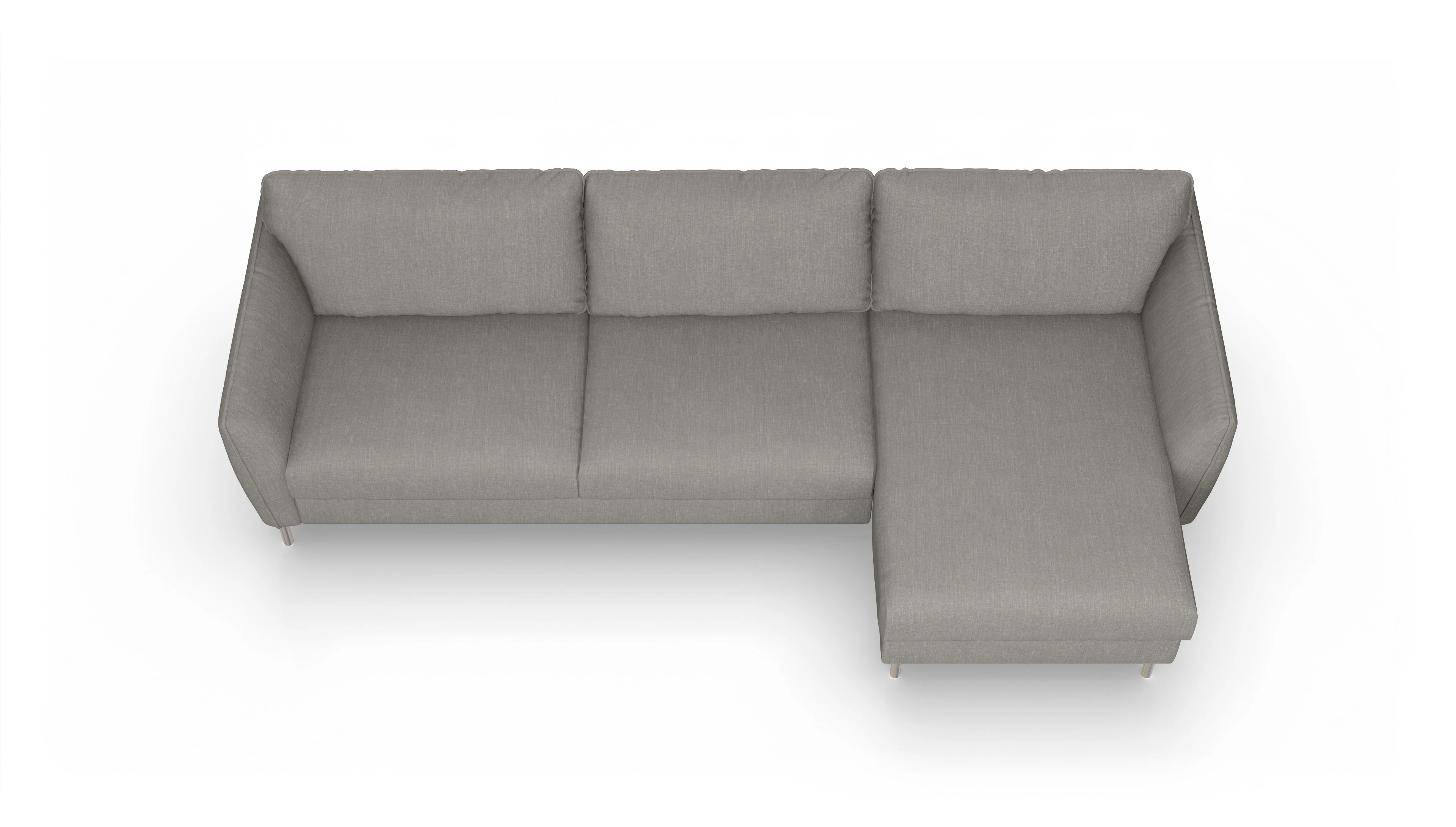 Ansicht des Produktes Eriksen Sofa mit Rec rechts in Stoff grau