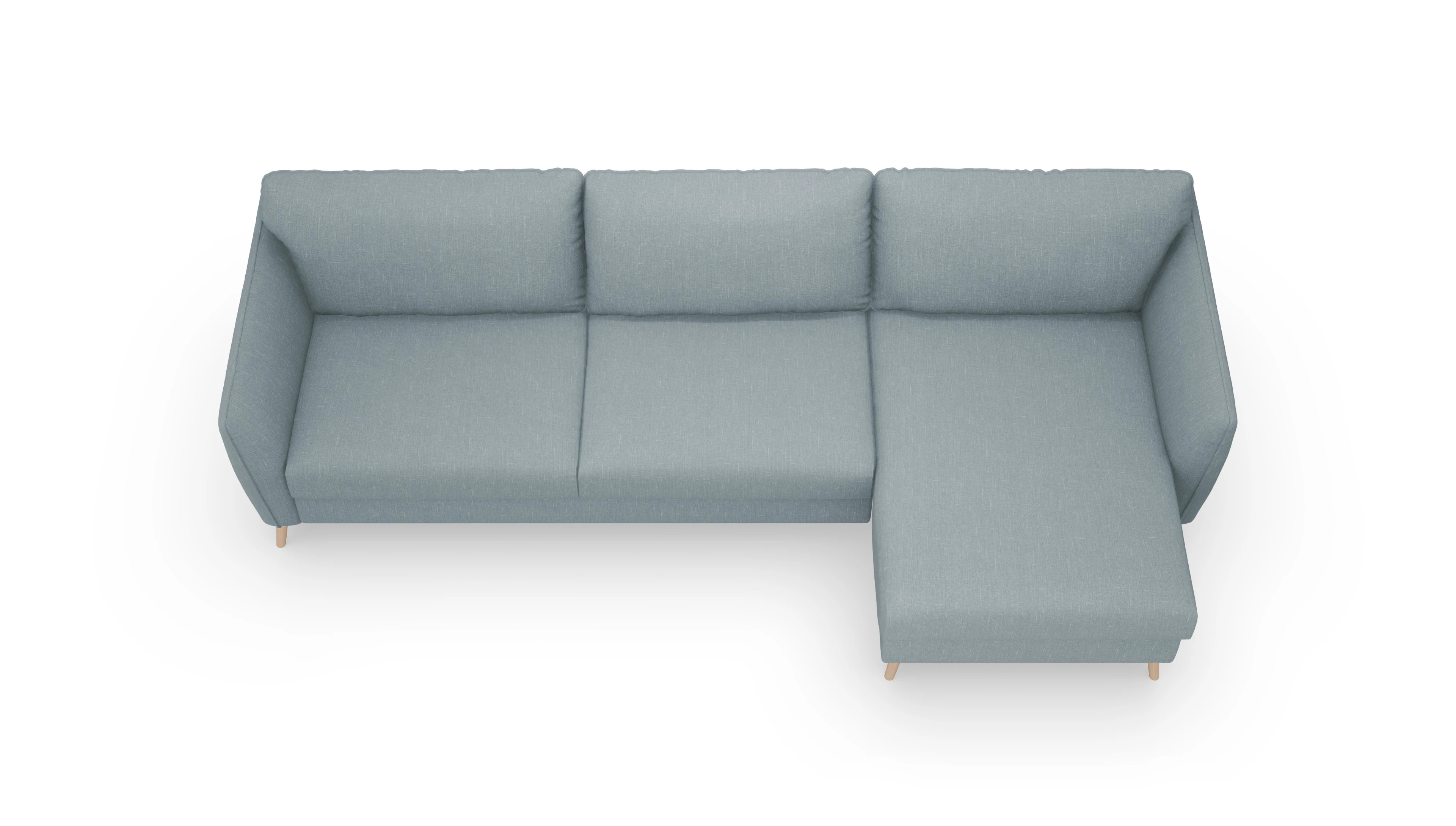 Ansicht des Produktes Eriksen Sofa mit Rec rechts in Stoff blau