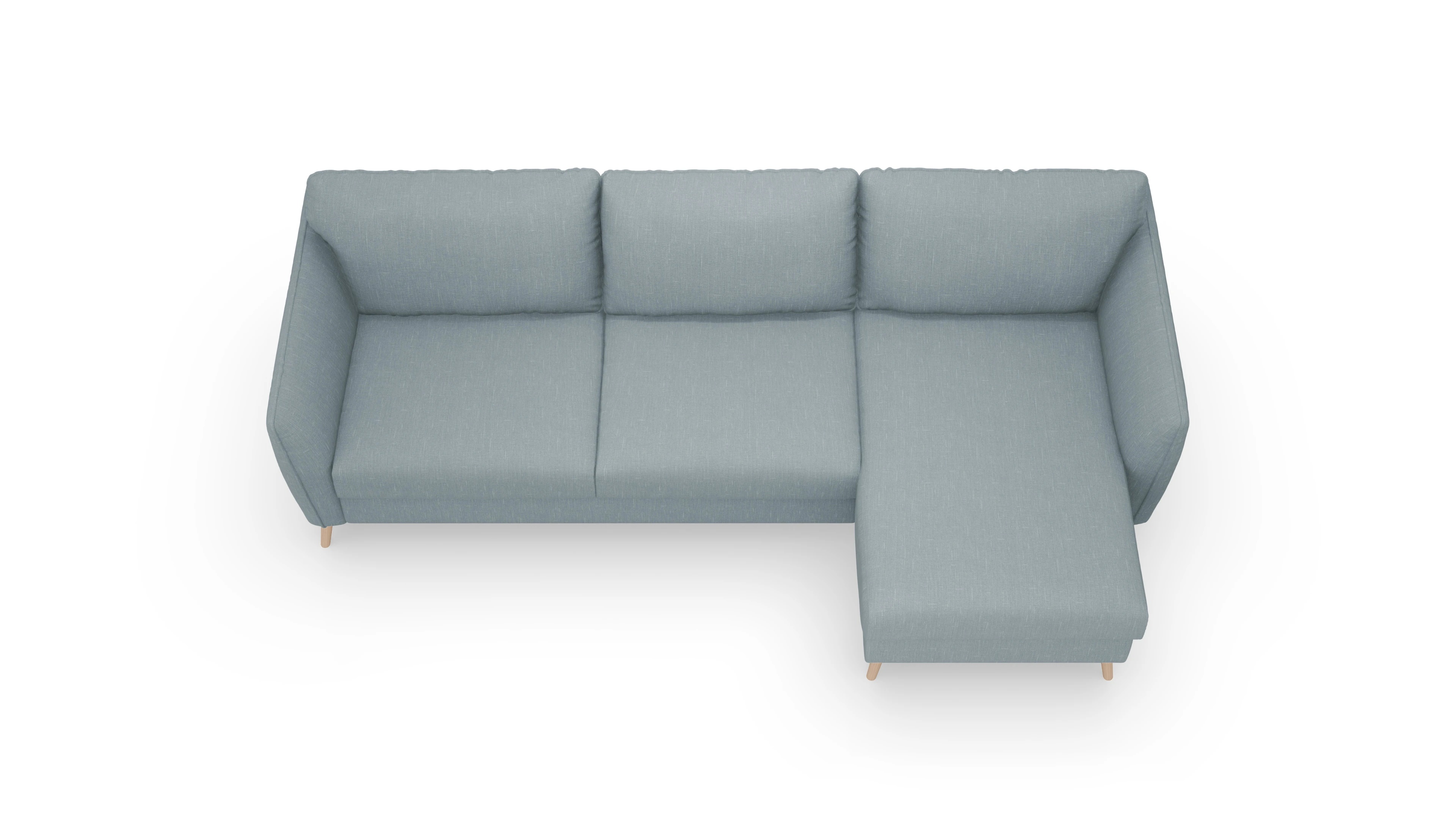 Ansicht des Produktes Eriksen Sofa mit Rec rechts in Stoff blau