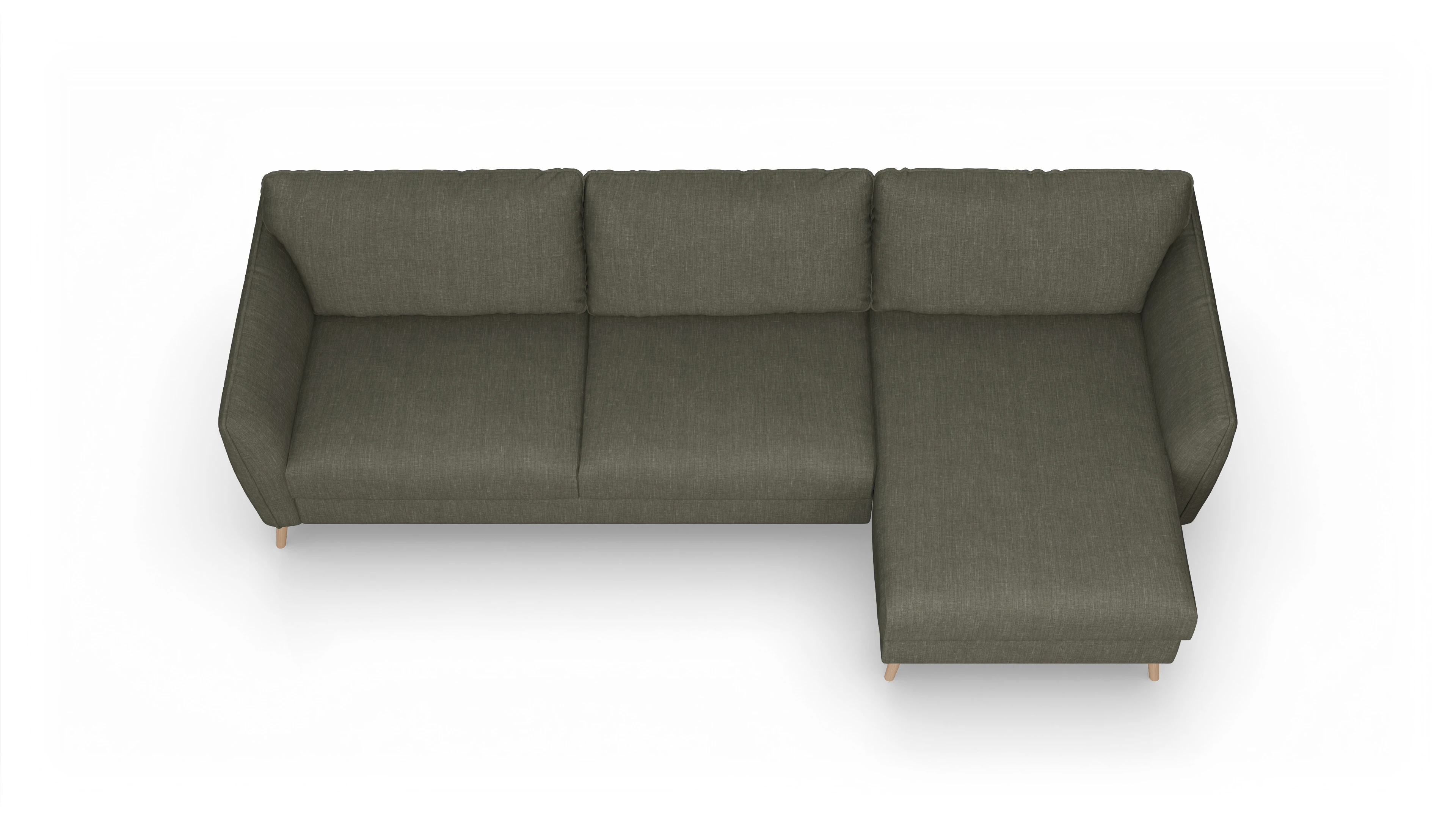 Ansicht des Produktes Eriksen Sofa mit Rec rechts in Stoff braun