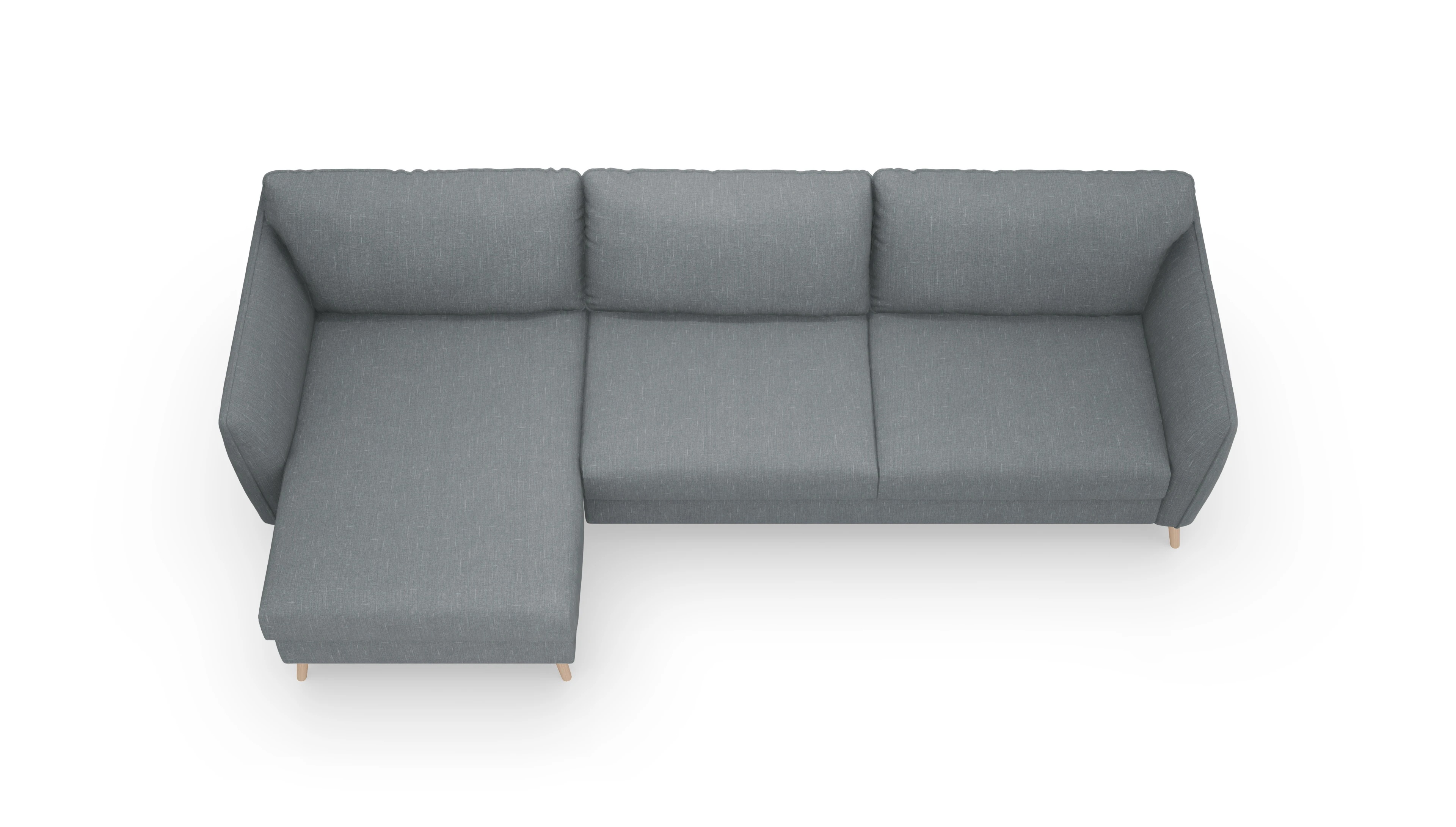 Schlafsofa Eriksen Ansicht des Produktes Eriksen Sofa mit Rec links in Stoff grau