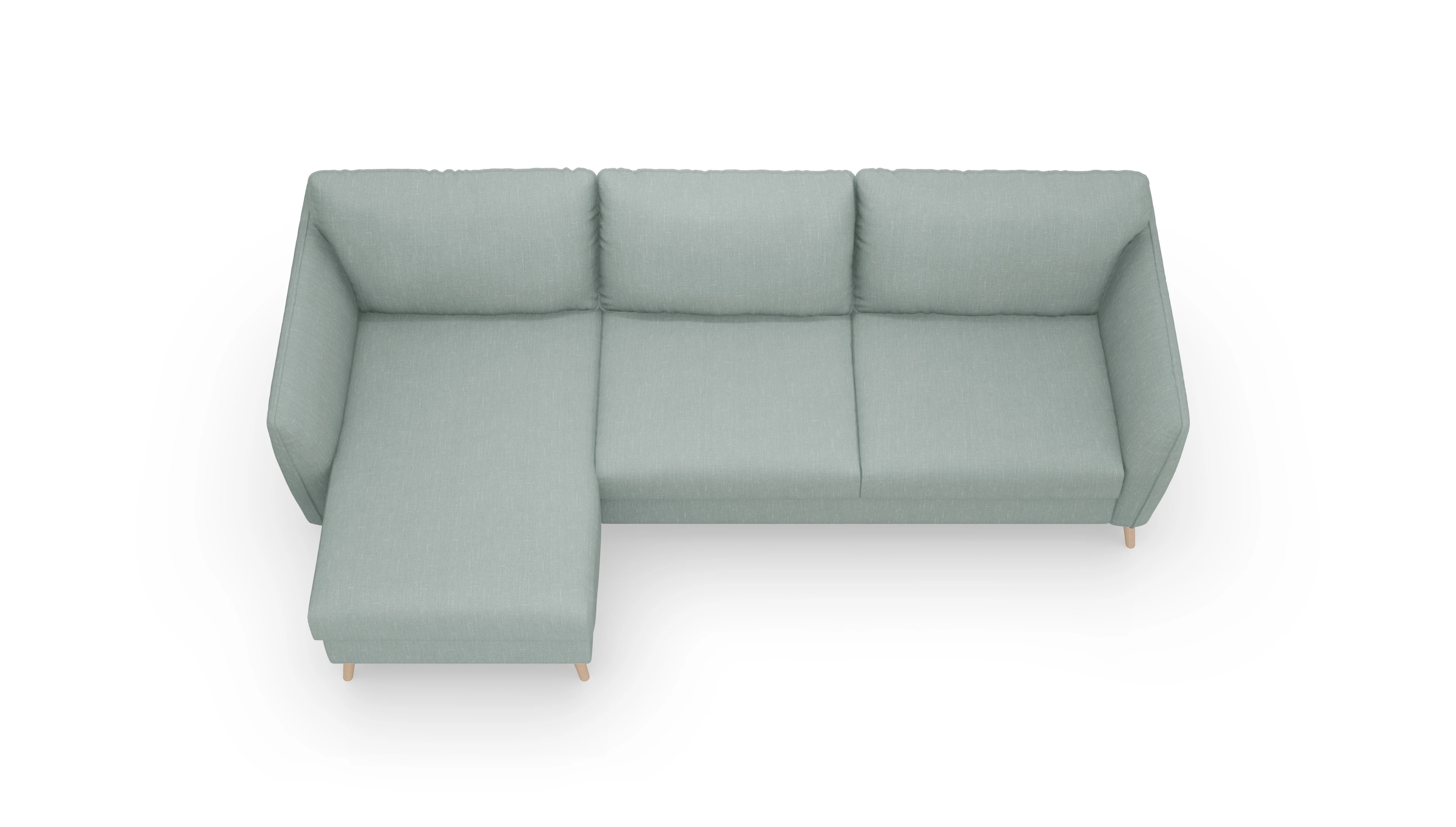 Ansicht des Produktes Eriksen Sofa mit Rec links in Stoff grün