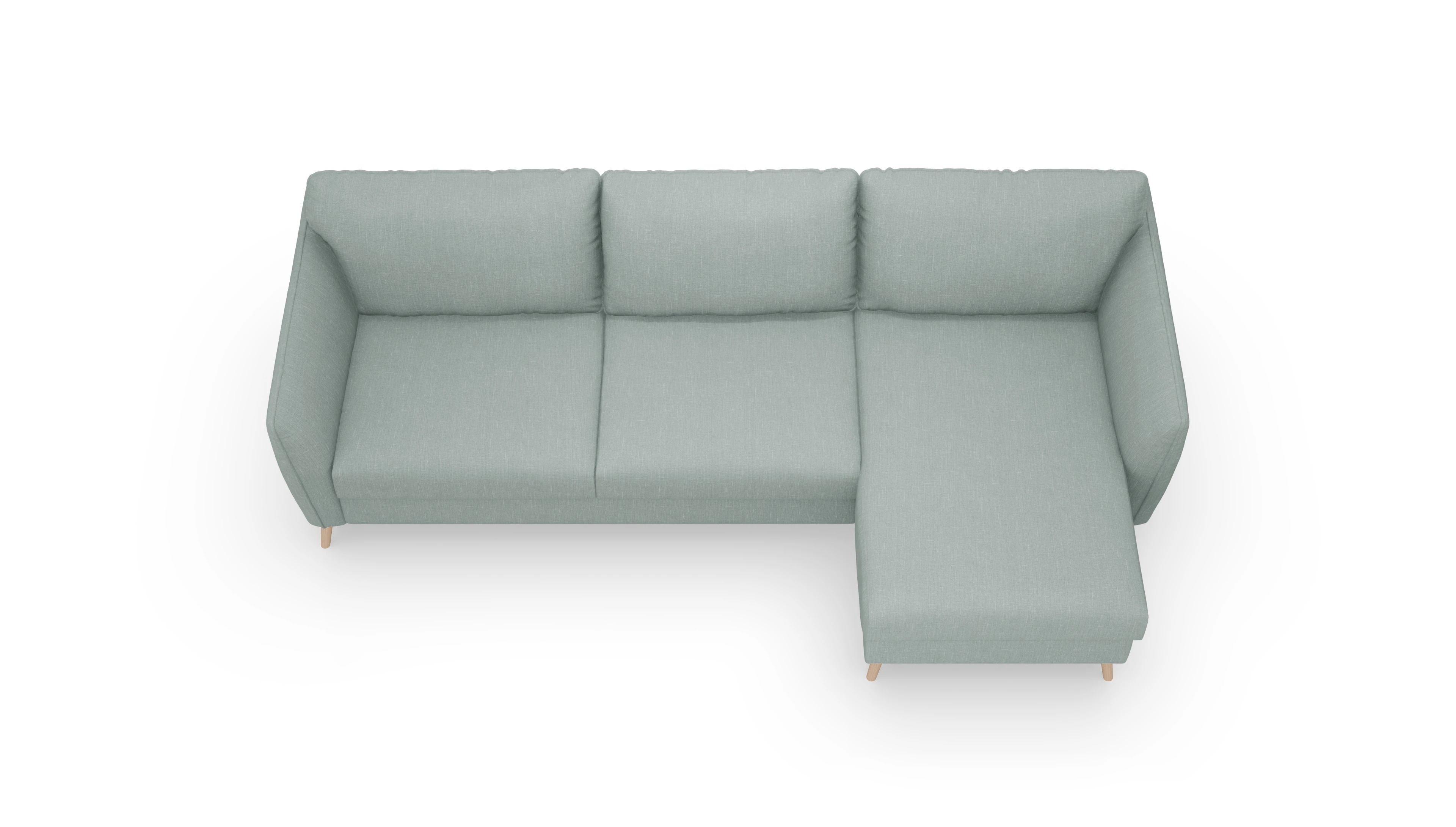 Schlafsofa Eriksen Ansicht des Produktes Eriksen Sofa mit Rec rechts in Stoff grün